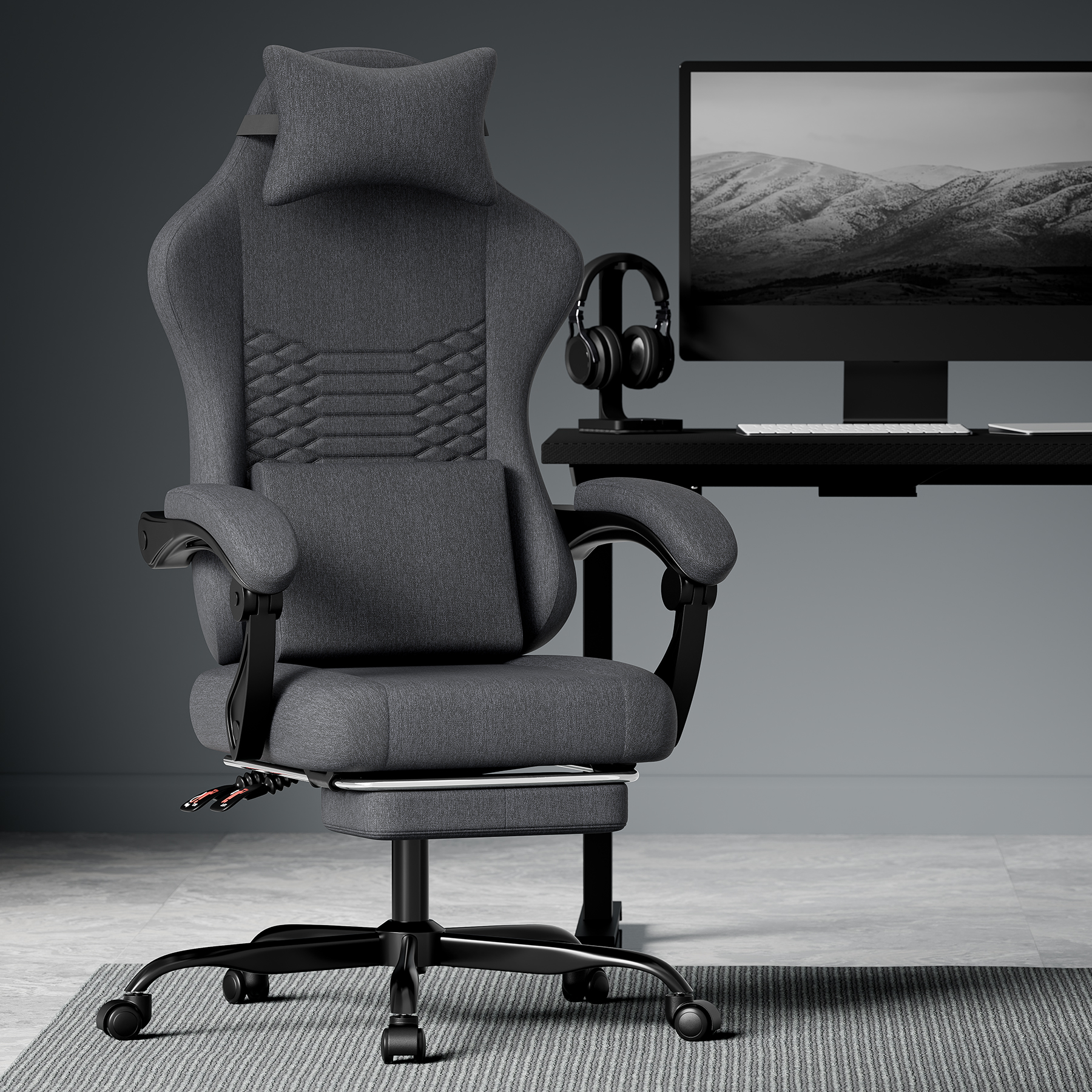 Chaise gaming noire complète