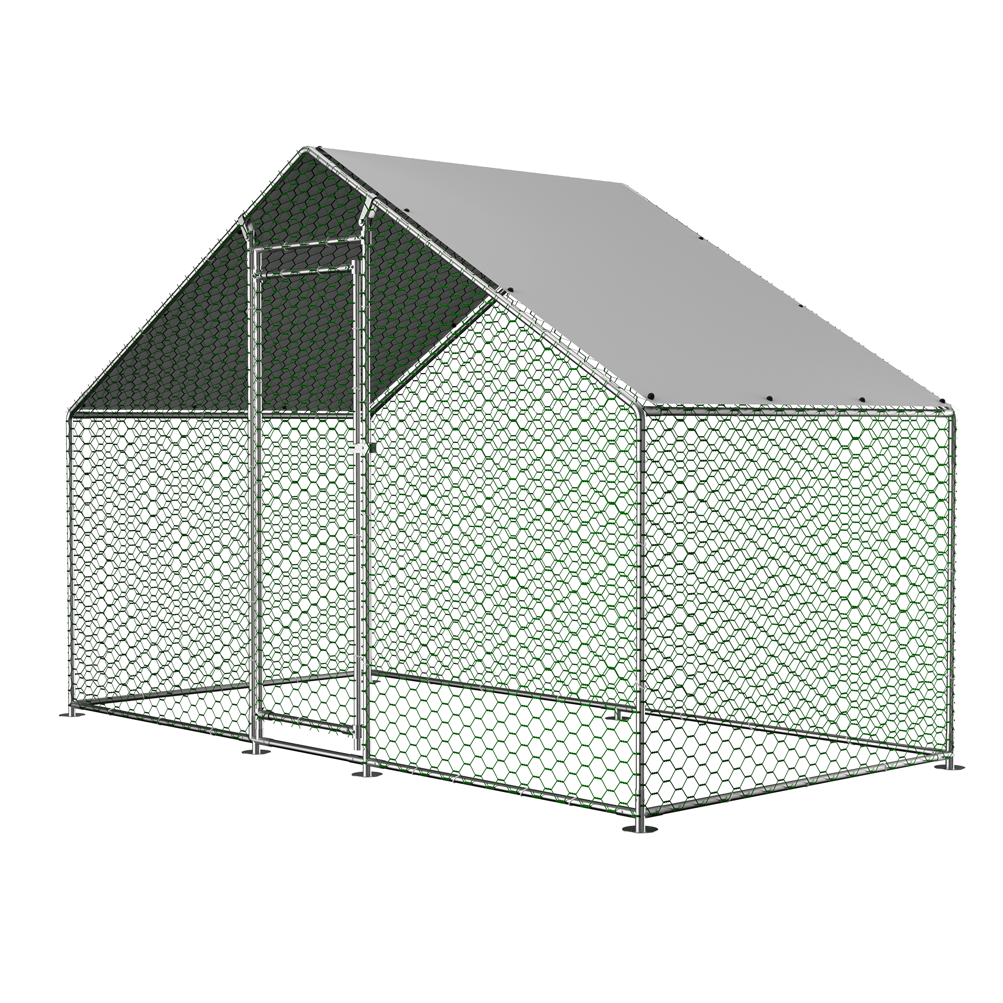 Enclos poulailler extérieur en métal 3 x 1,5 x 2 m avec bâche PE imperméable