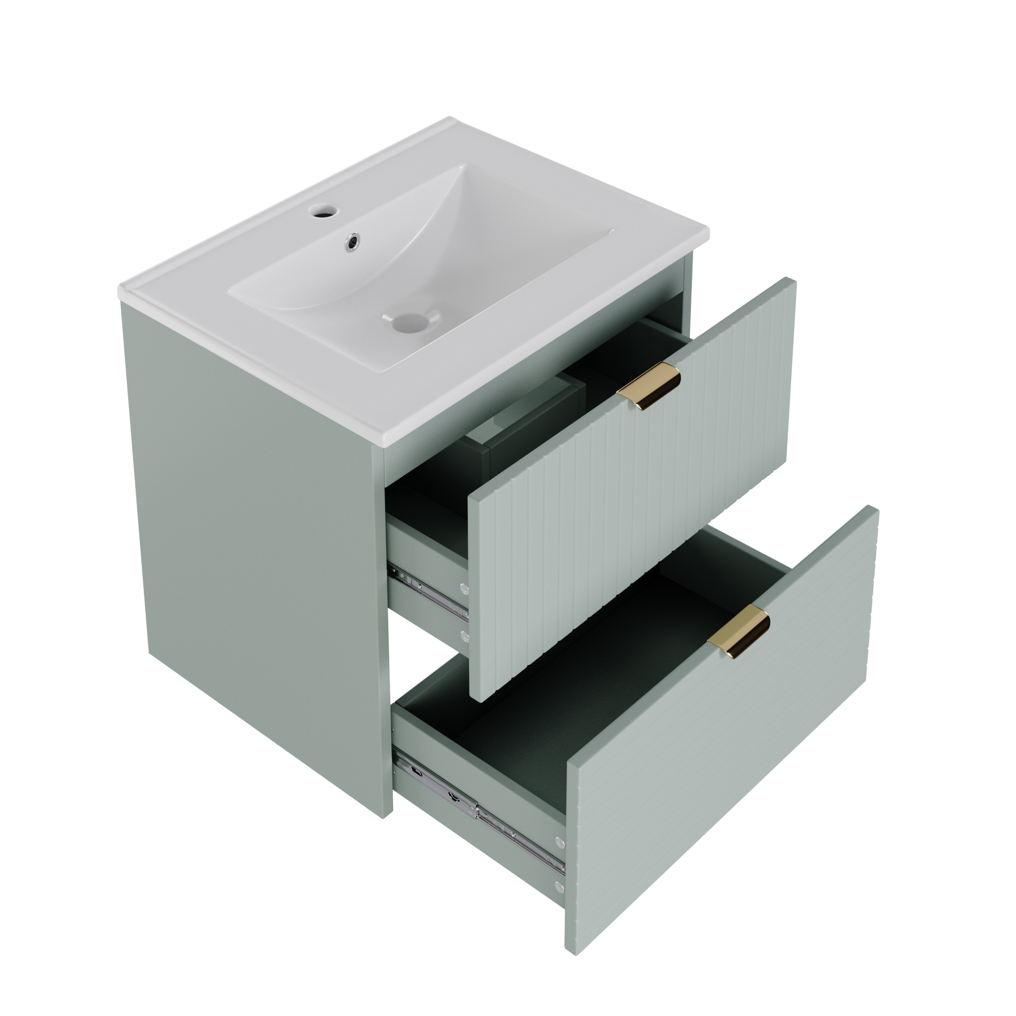 Meuble vasque suspendu LINHOO mint vert