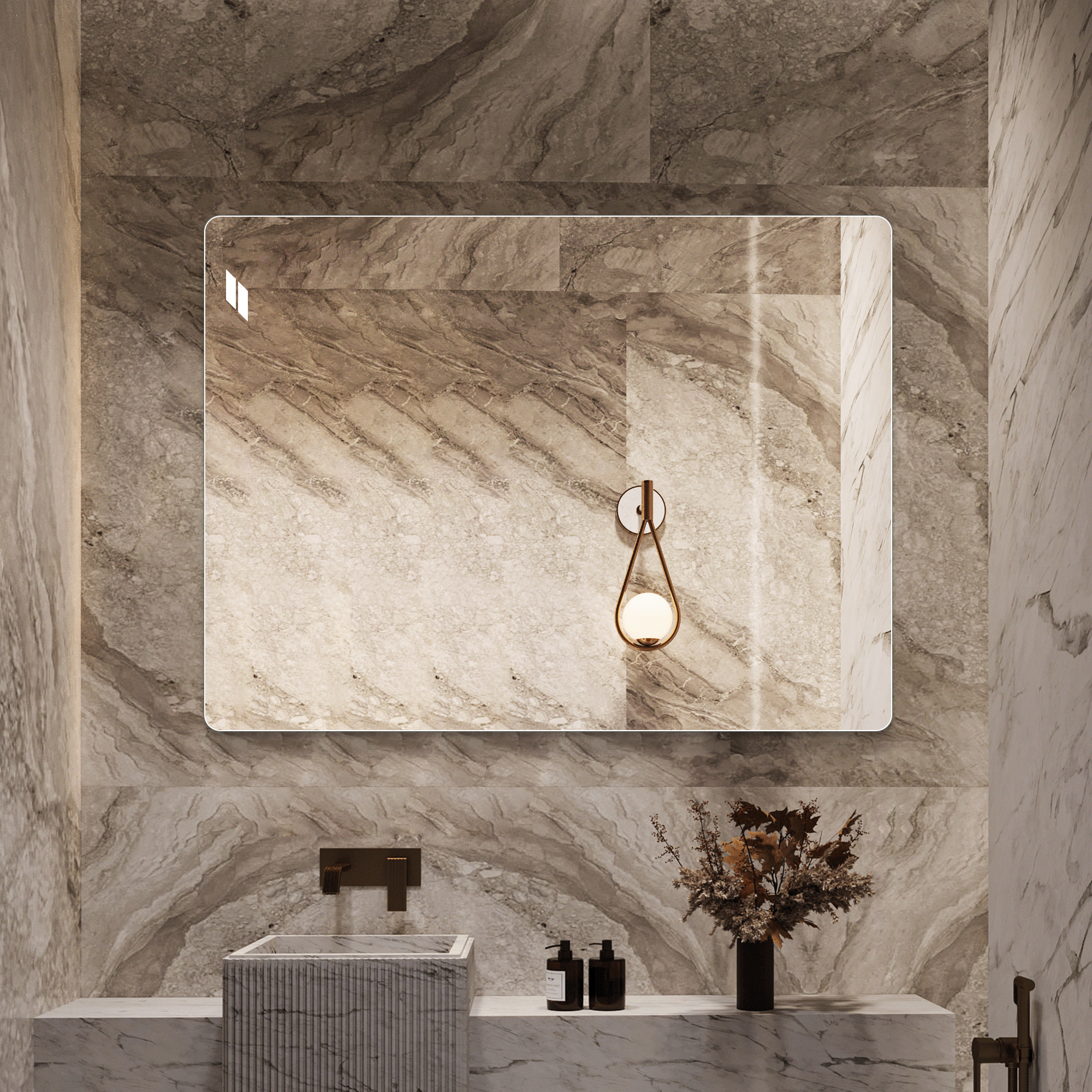 Miroir mural sans cadre 100 x 75 cm argenté avec verre HD sans cuivre et film de sécurité
