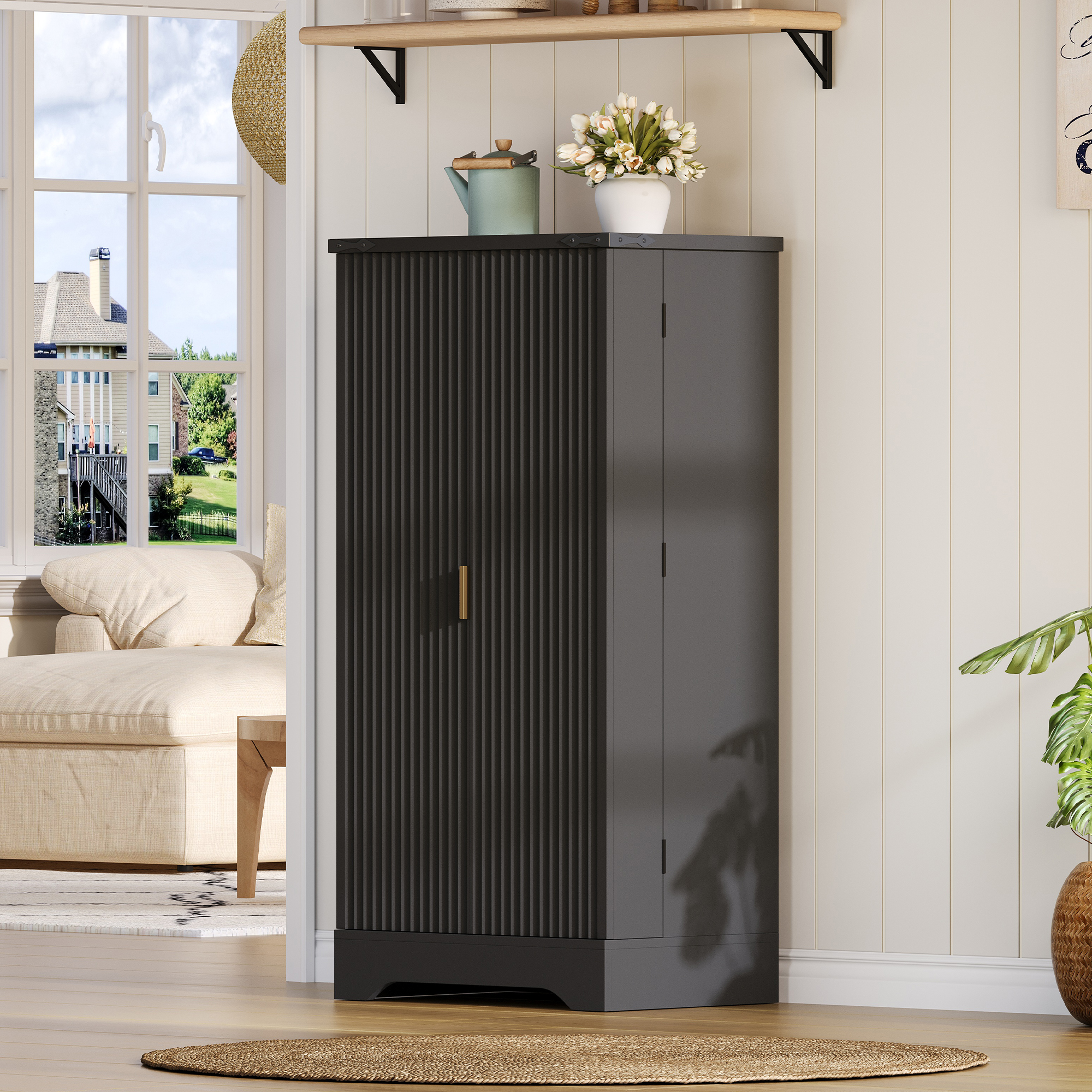 Étagères réglables intérieures et porte-épices sur portes