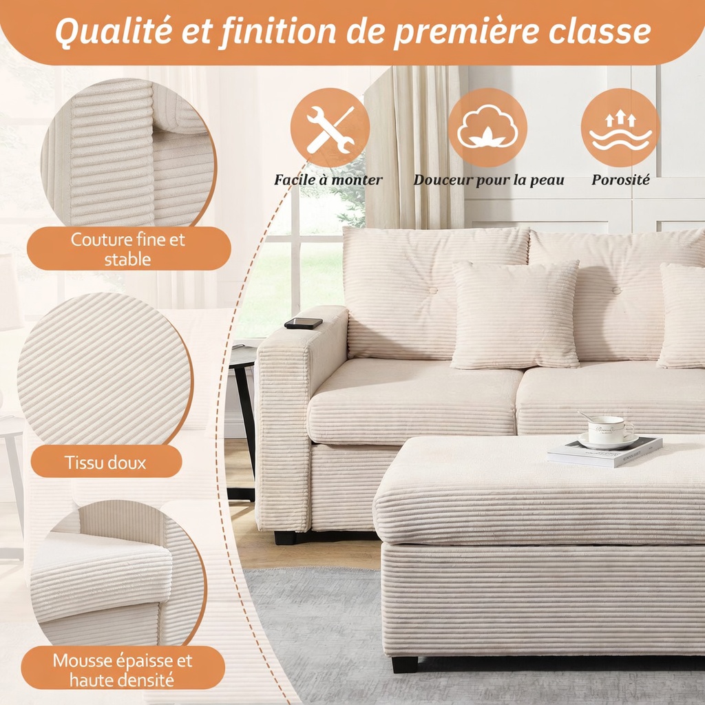 Canapé LINHOO ottoman transformable