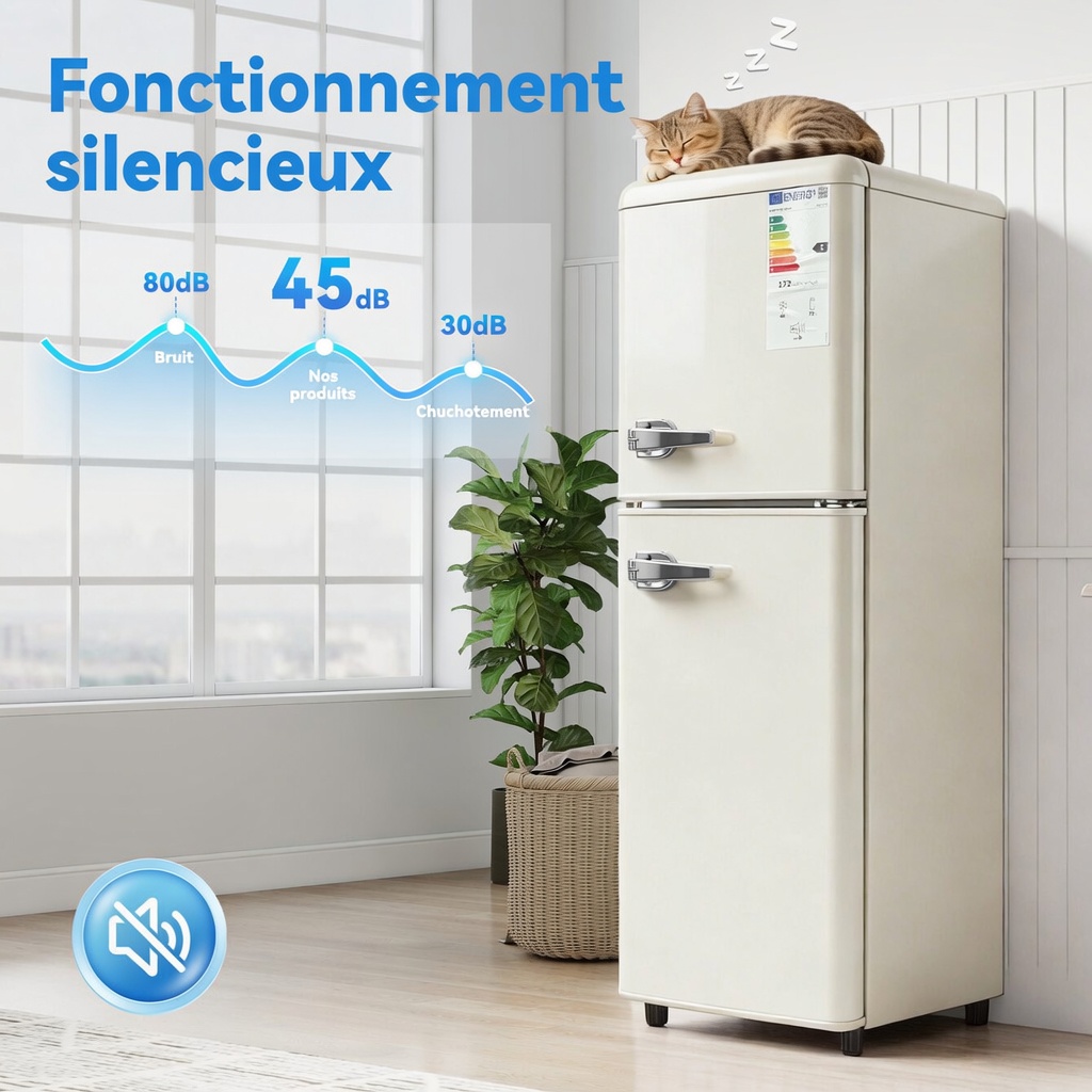 Réfrigérateur Congélateur 112 L Crème