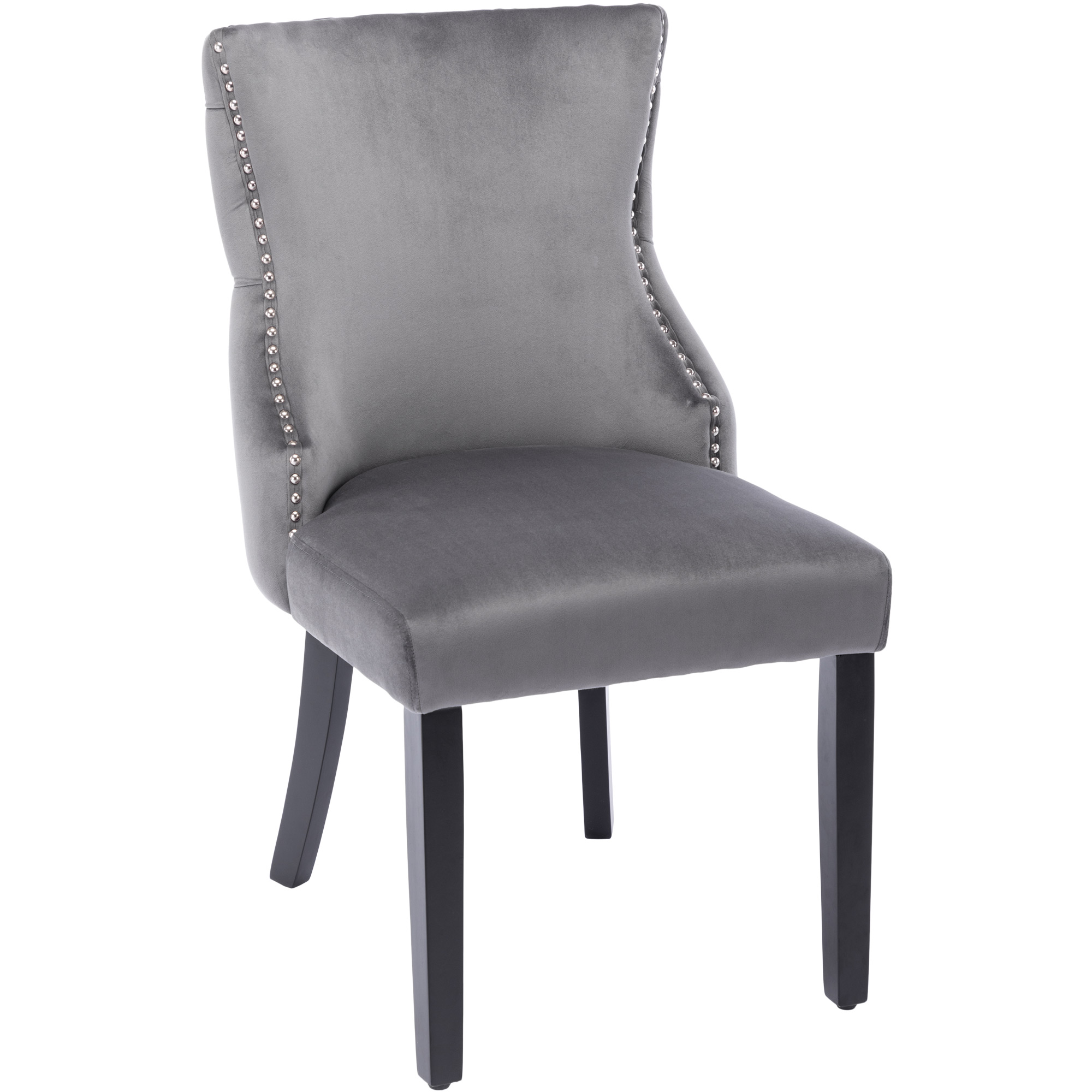 Chaise LINHOO pieds bois massif gris velours