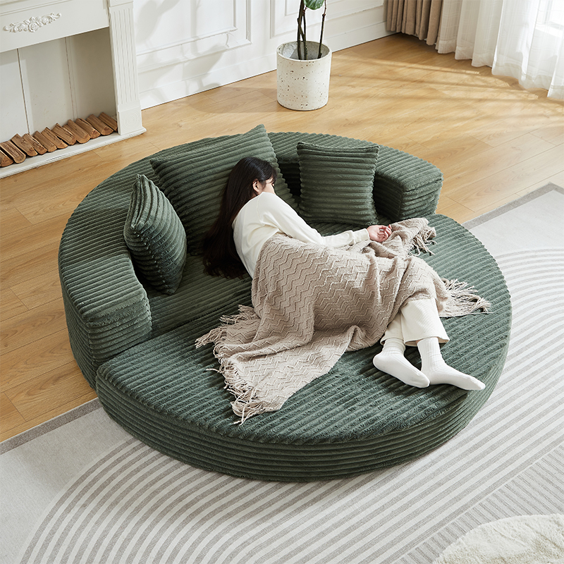 Canapé demi-rond transformable en lit rond