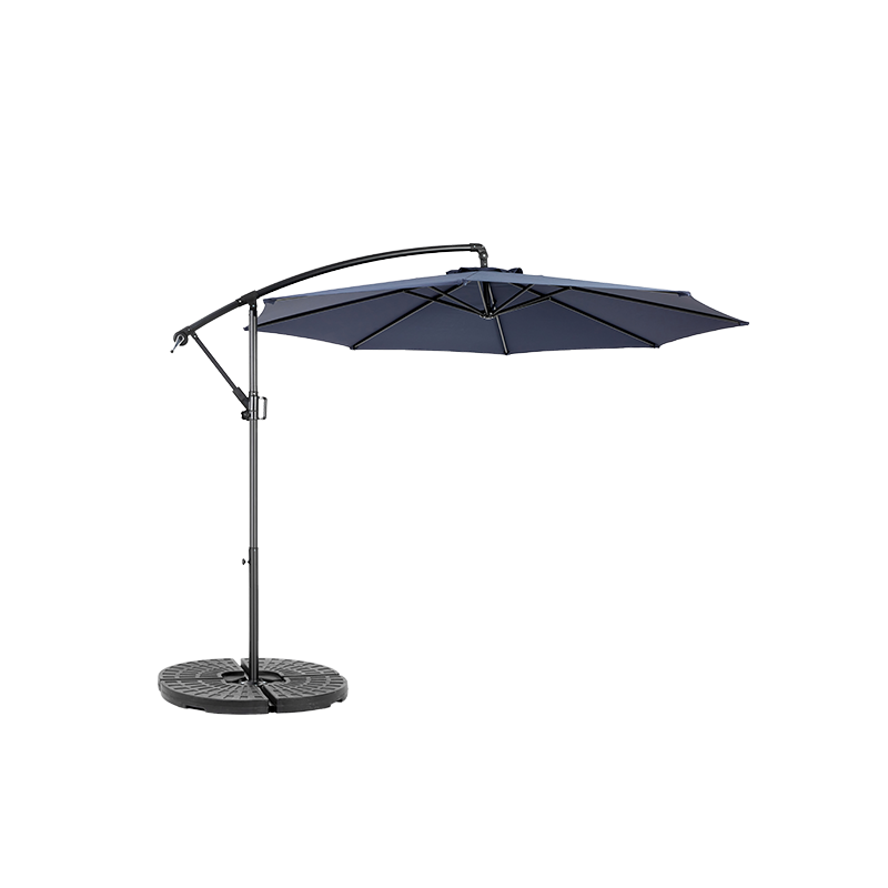 Parasol déporté rectangulaire 4.5 m bleu marine ouvert inclinable