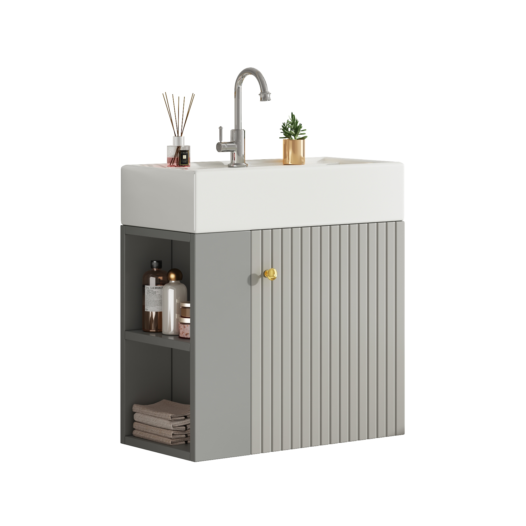 Meuble vasque gris clair 55 cm