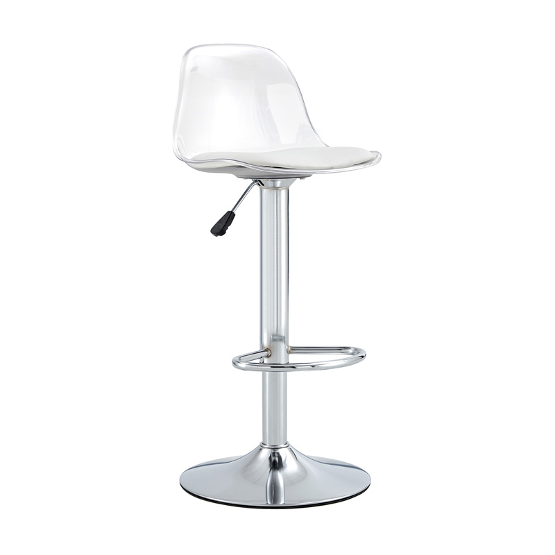 Lot de 2 tabourets de bar réglables avec dossier transparent et structure argentée