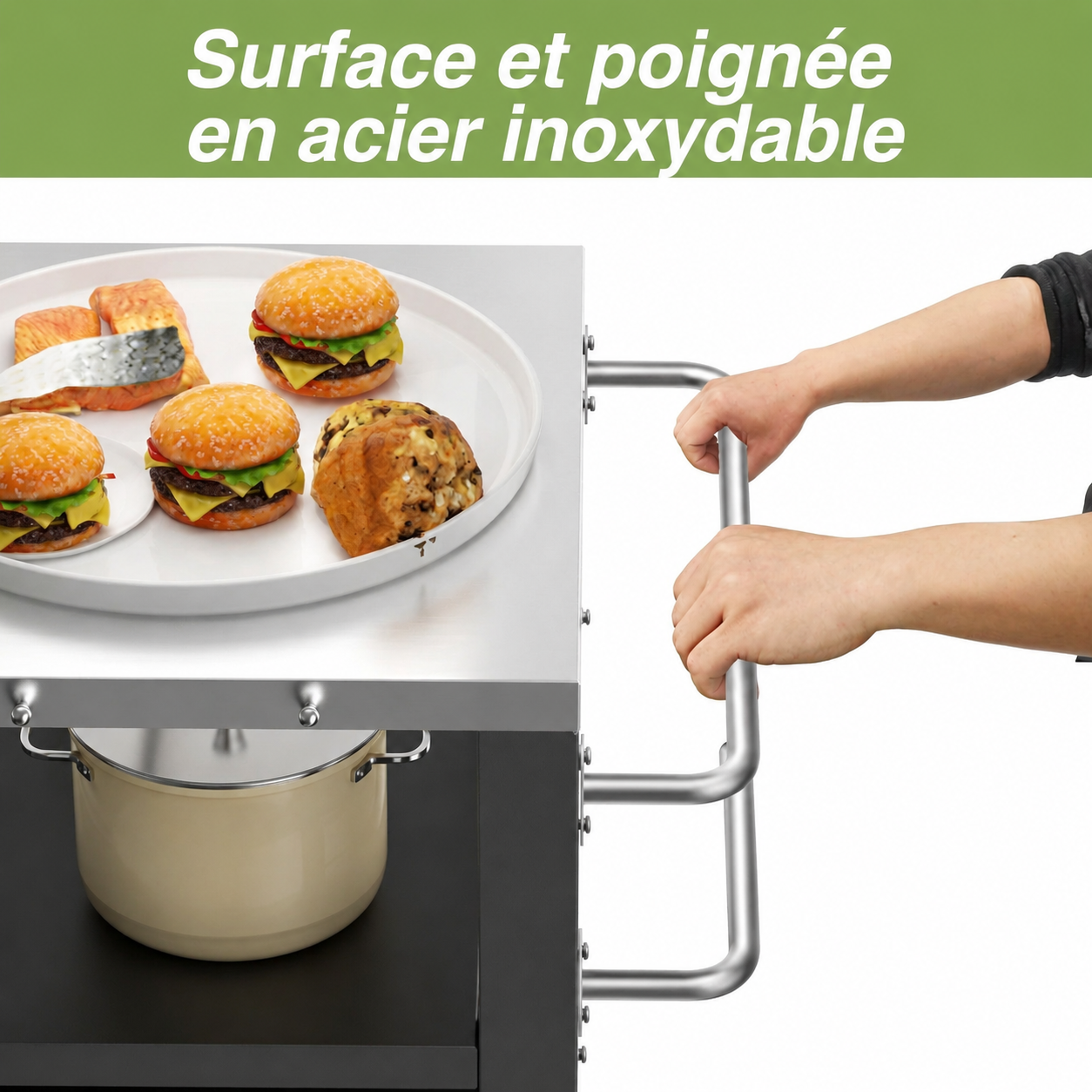 Desserte barbecue roulante
