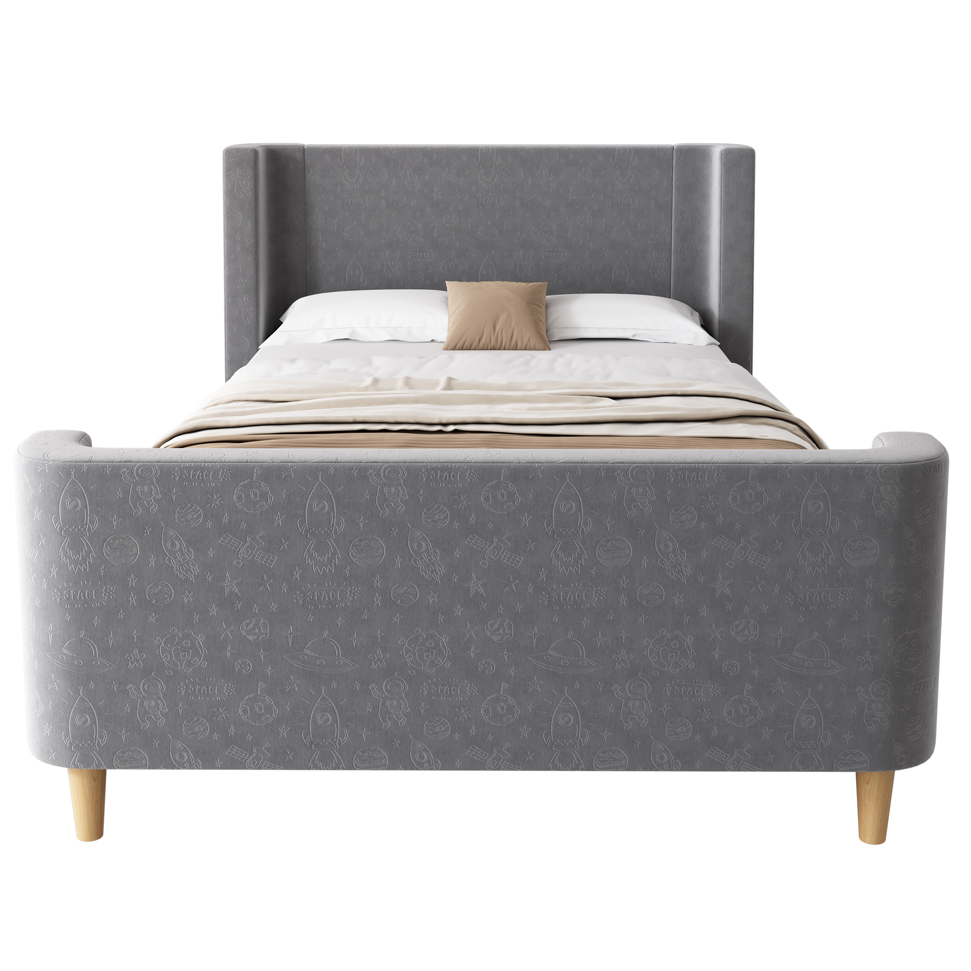 Lit enfant motif espace sommier lattes et pieds antidérapants