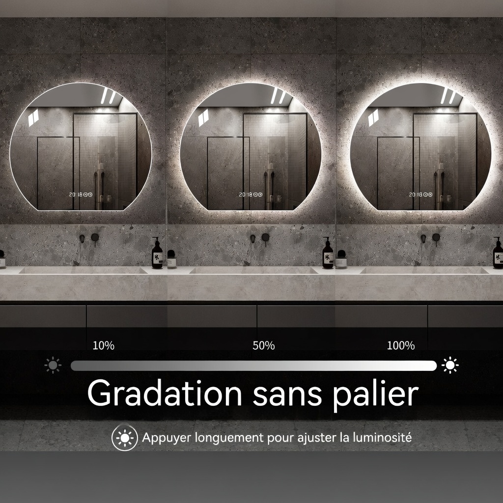 Miroir rond sans buée après douche