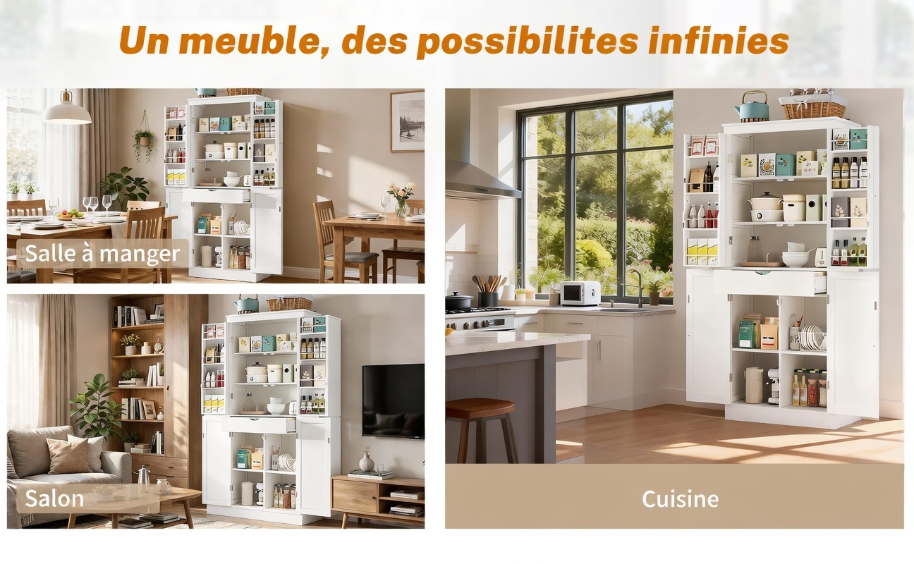 Vue latérale armoire haute avec antibasculant et structure