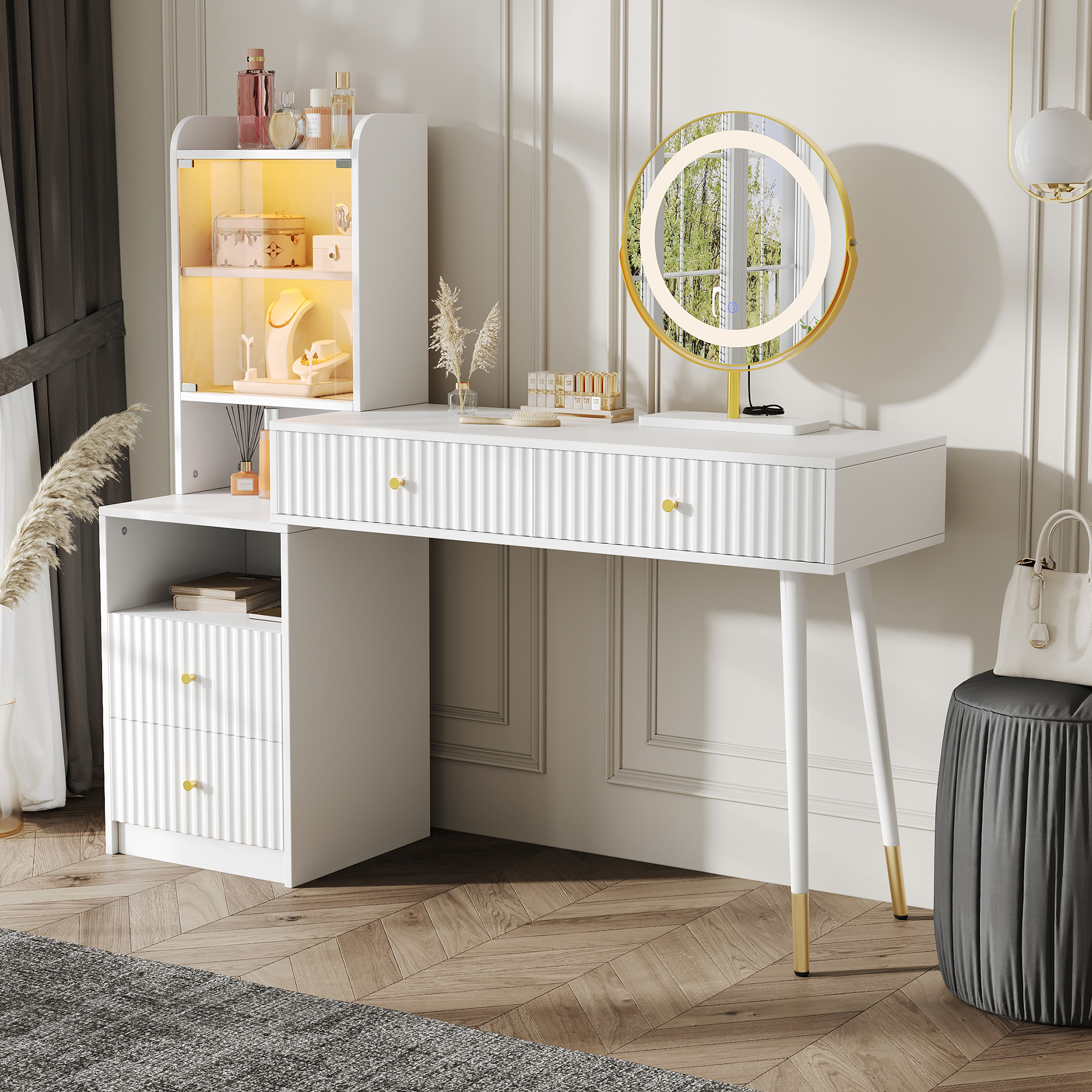 Tiroirs rangement cosmétiques et structure MDF robuste