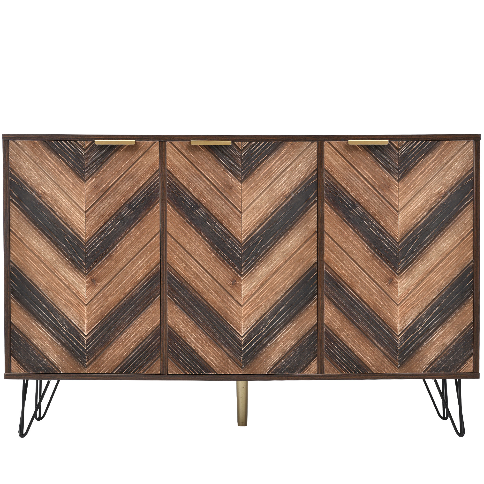 Buffet bois clair 120 cm fermé élégant or