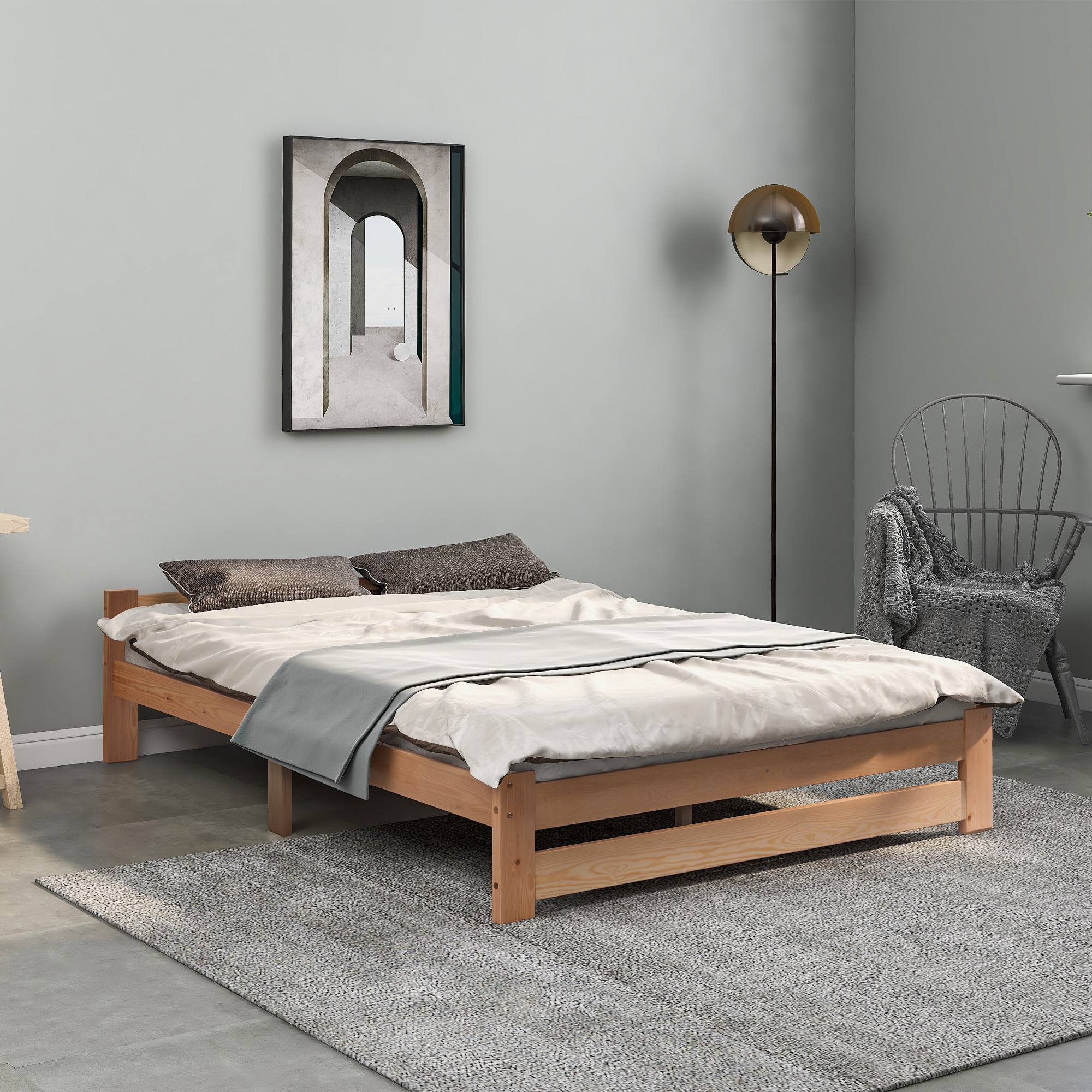 Détail tête de lit intégrée et rainures ventilation bois