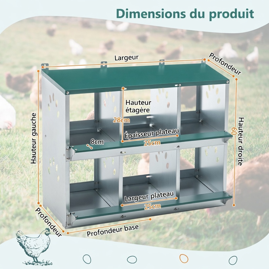 Détail compartiments individuels et structure acier robuste