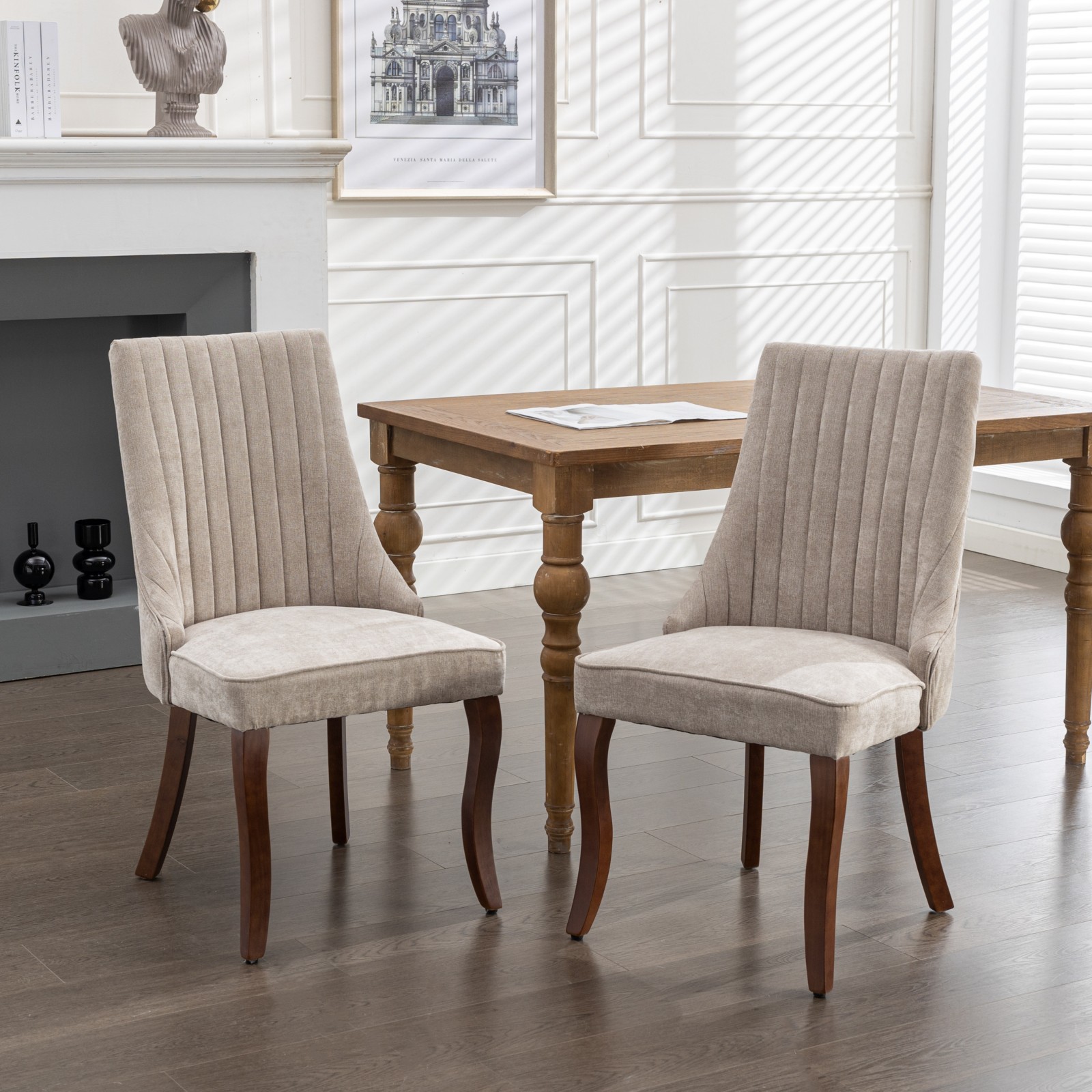 Lot de 2 chaises salle à manger beige LINHOO