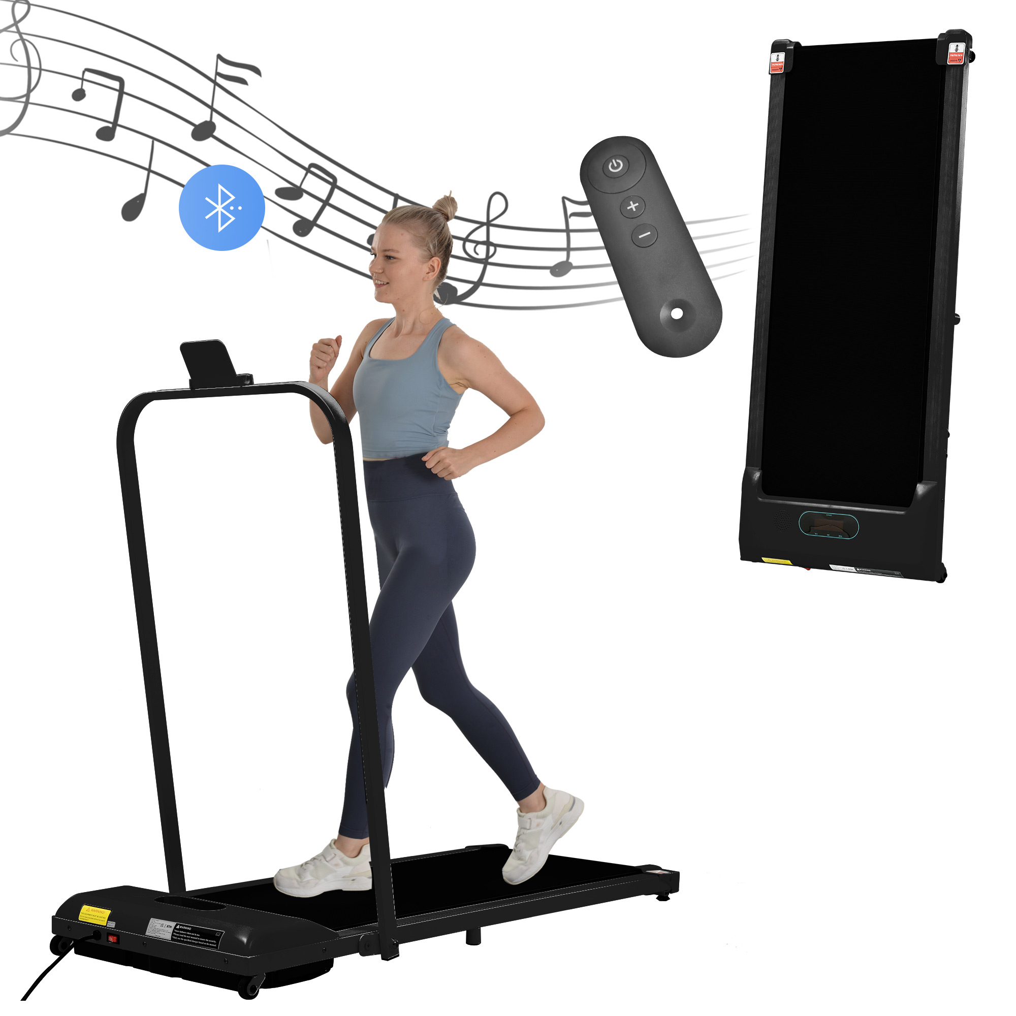Tapis course 2 en 1 plié sous bureau avec utilisateur