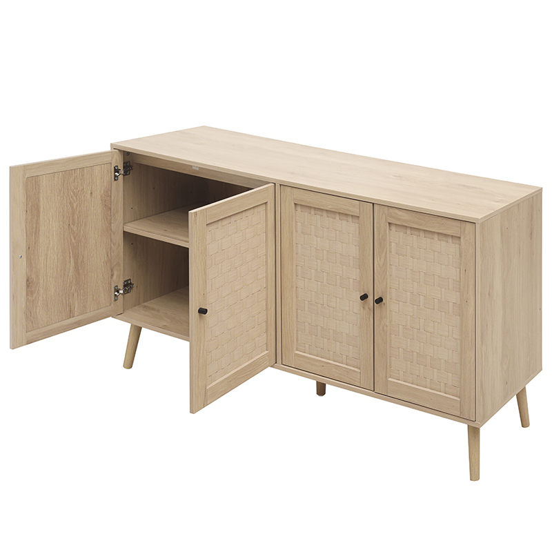 Détail motif vagues portes sideboard bois