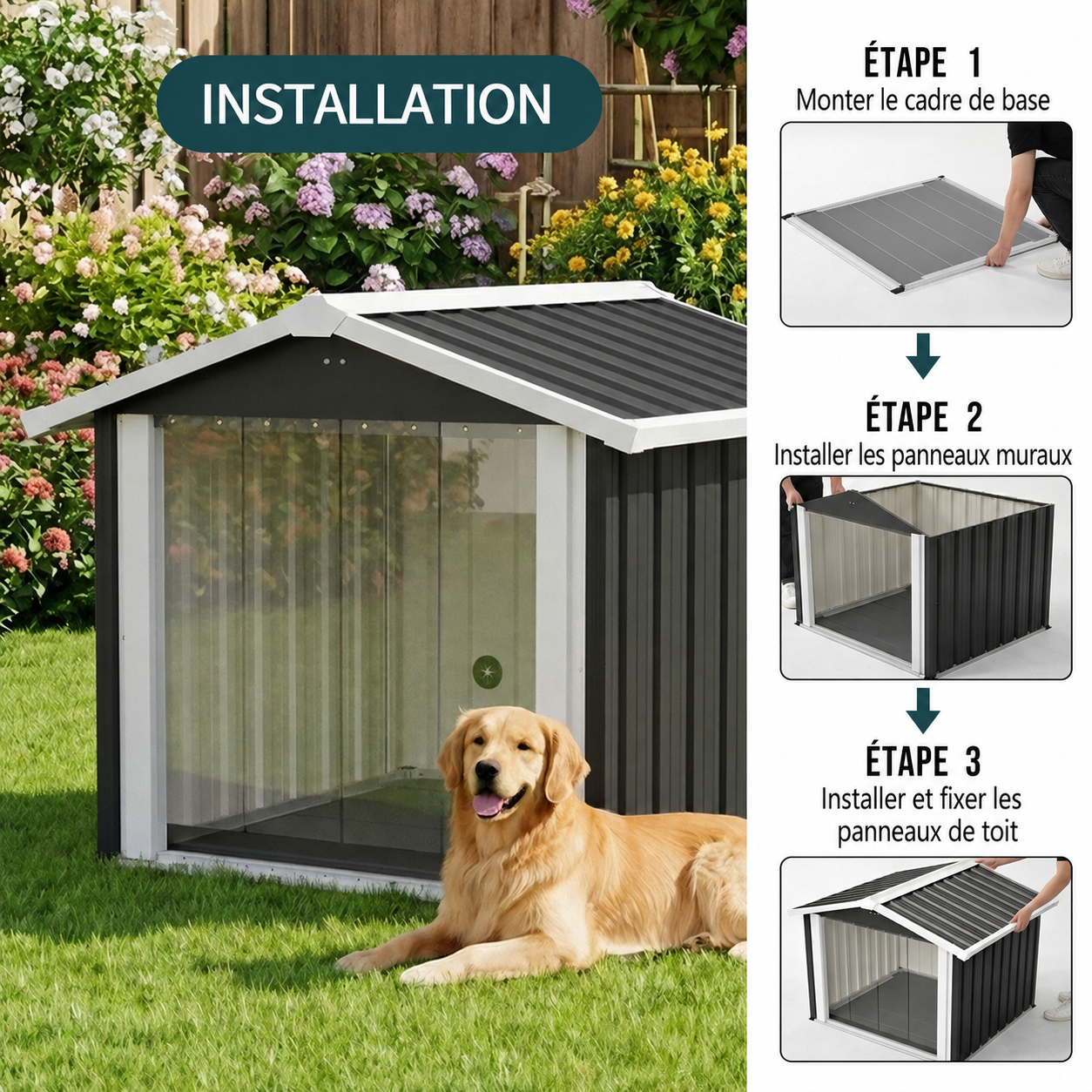 Niche pour Chien Extérieure Gris