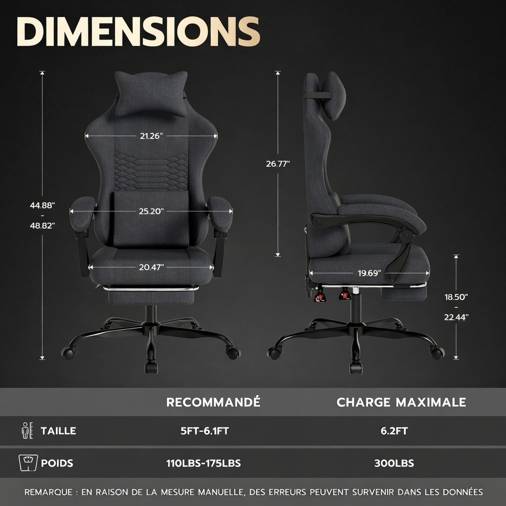 Chaise gaming vue usage