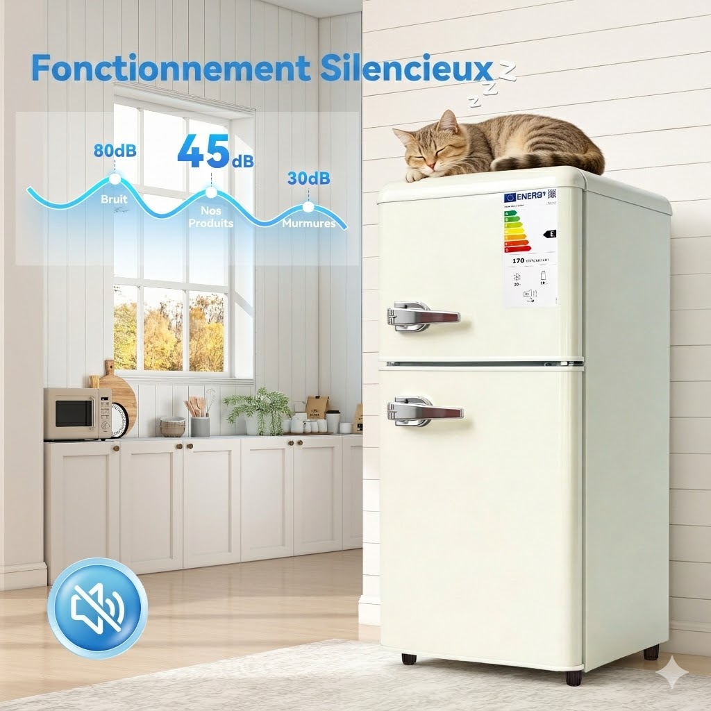 Réfrigérateur Congélateur 86 L Crème