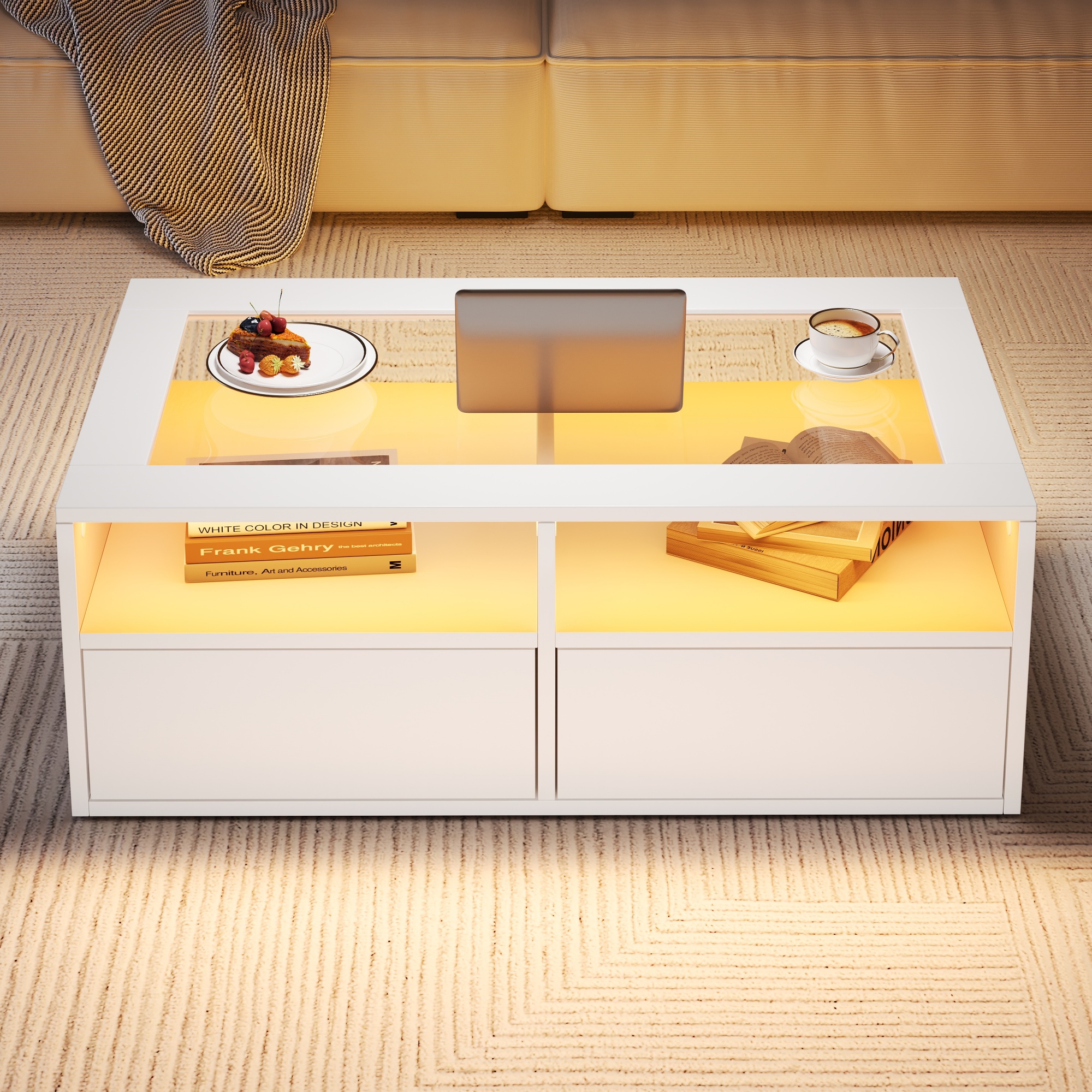 Table basse LED allumée complète