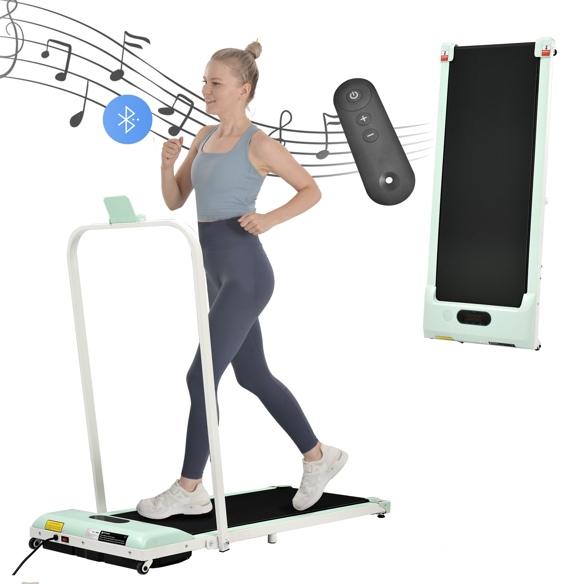Tapis course 2 en 1 pliable sous bureau avec utilisateur marchant
