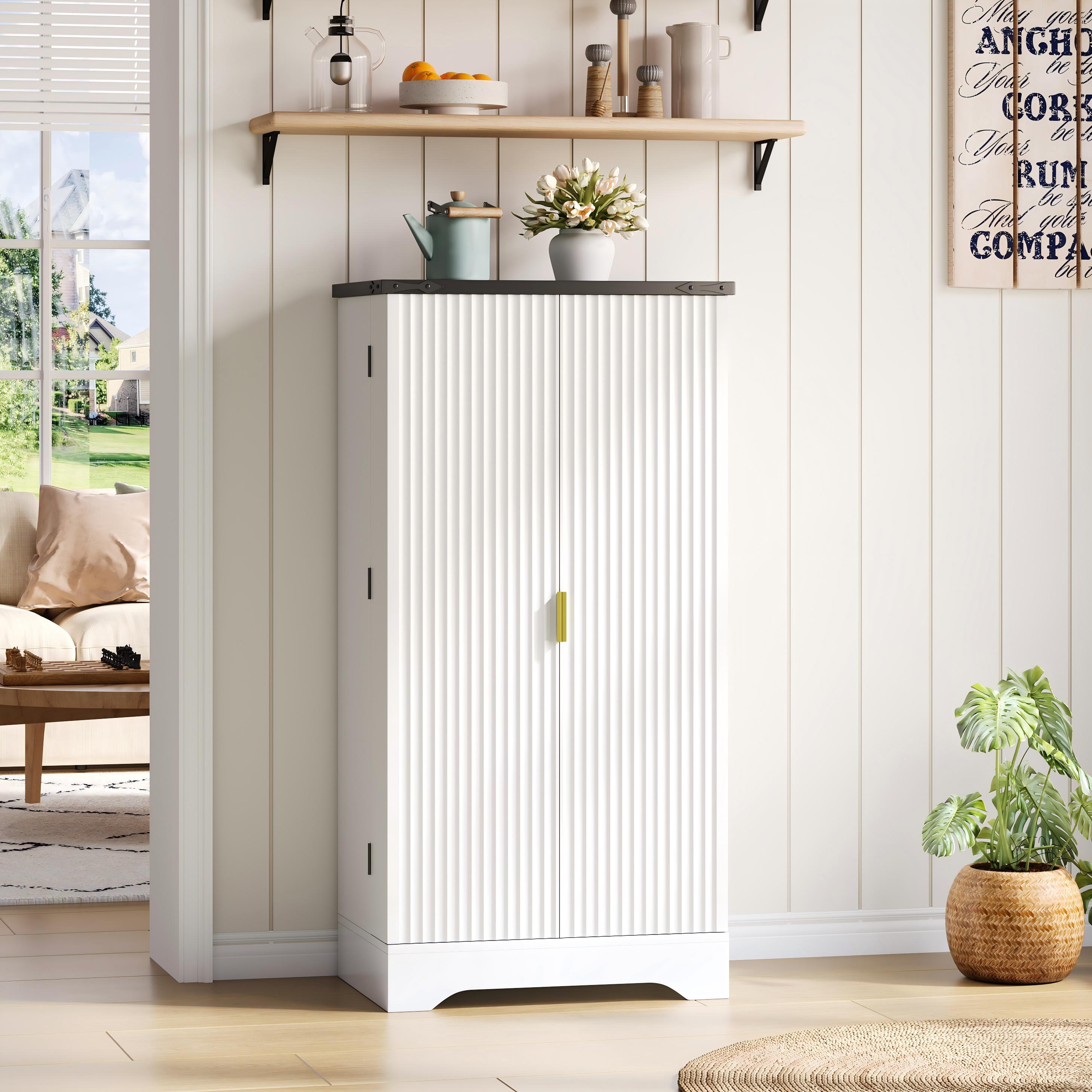 Armoire haute cuisine blanche fermée design moderne