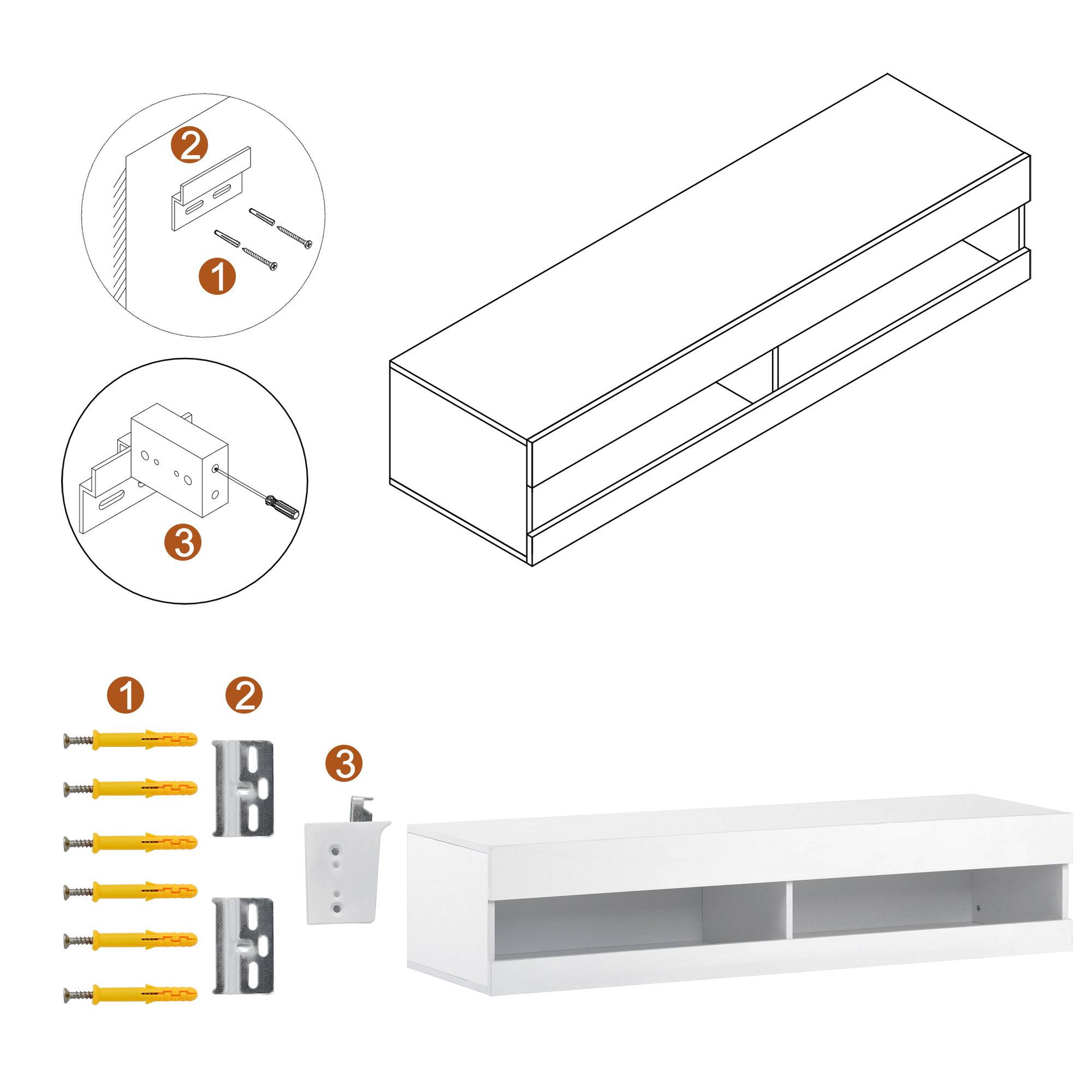 Meuble TV LED blanc rangement