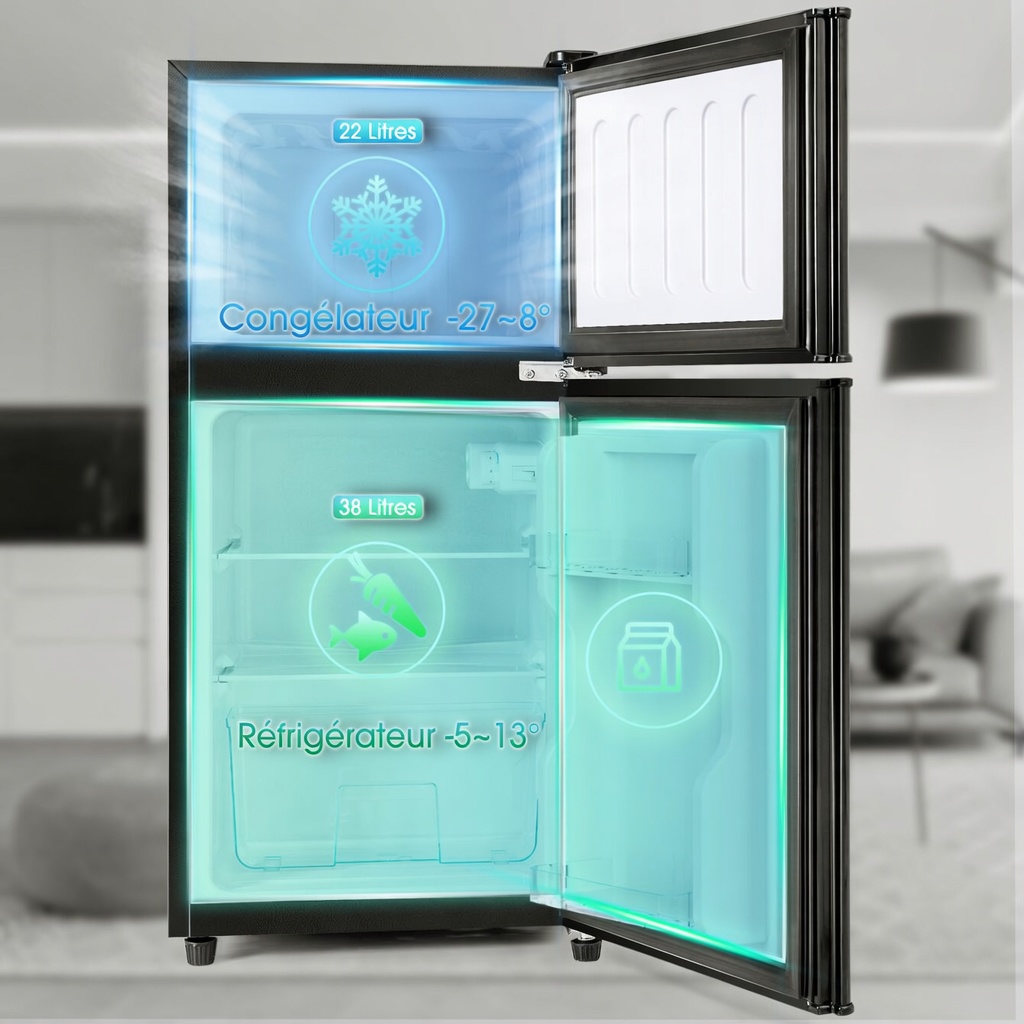 Mini réfrigérateur congélateur 60L