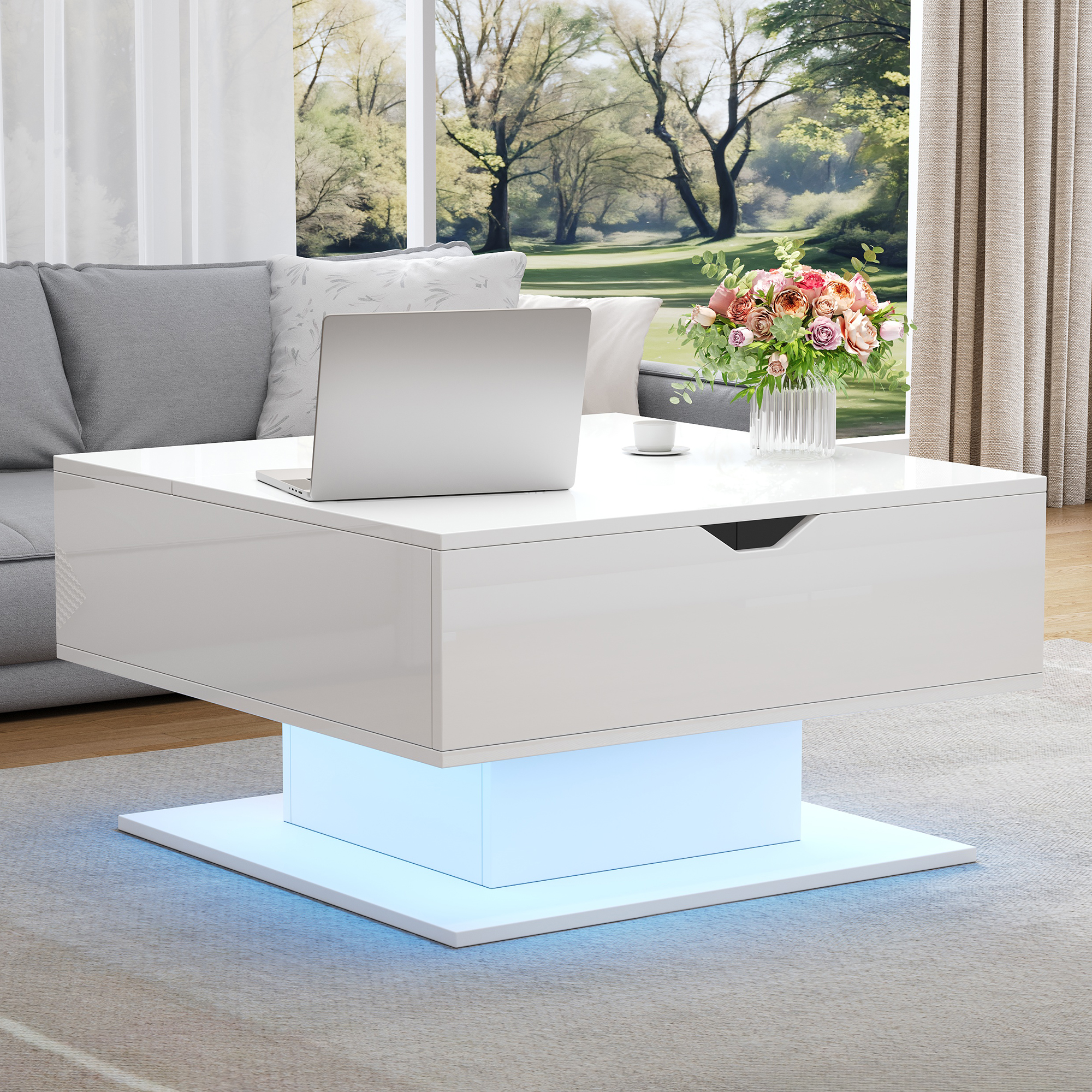Table basse relevable LINHOO blanc