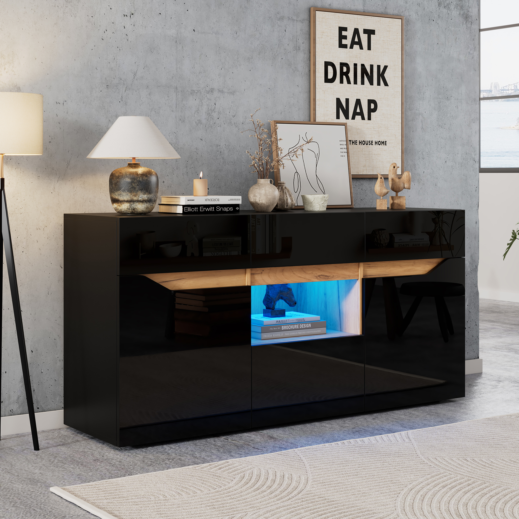 Sideboard LINHOO blanc bois