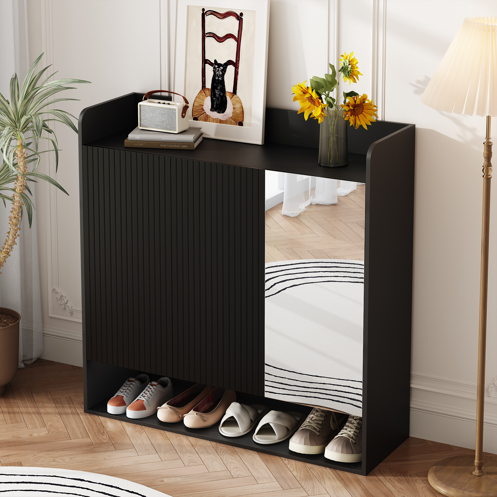 Détail miroir et rangement