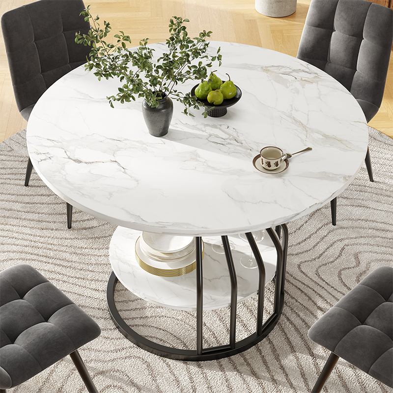 Table ronde blanche/noire complète