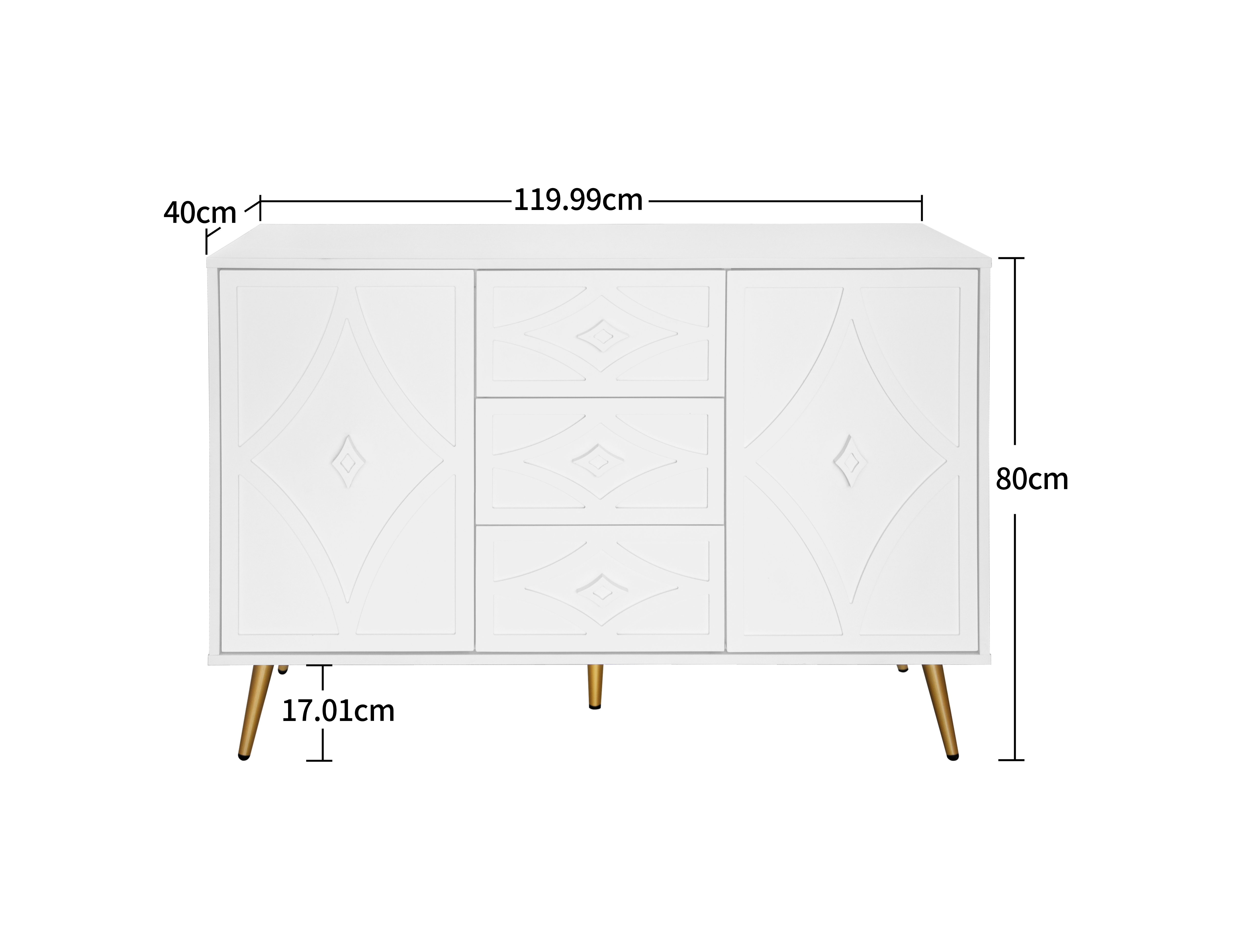 Commode blanche 3 tiroirs 2 portes rangement organisé