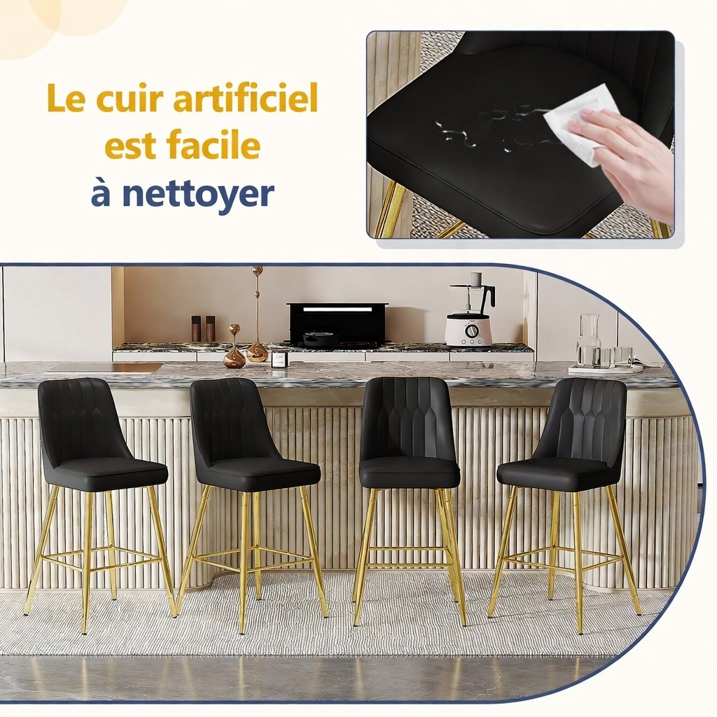 Lot tabourets bar 100 cm vue latérale design moderne
