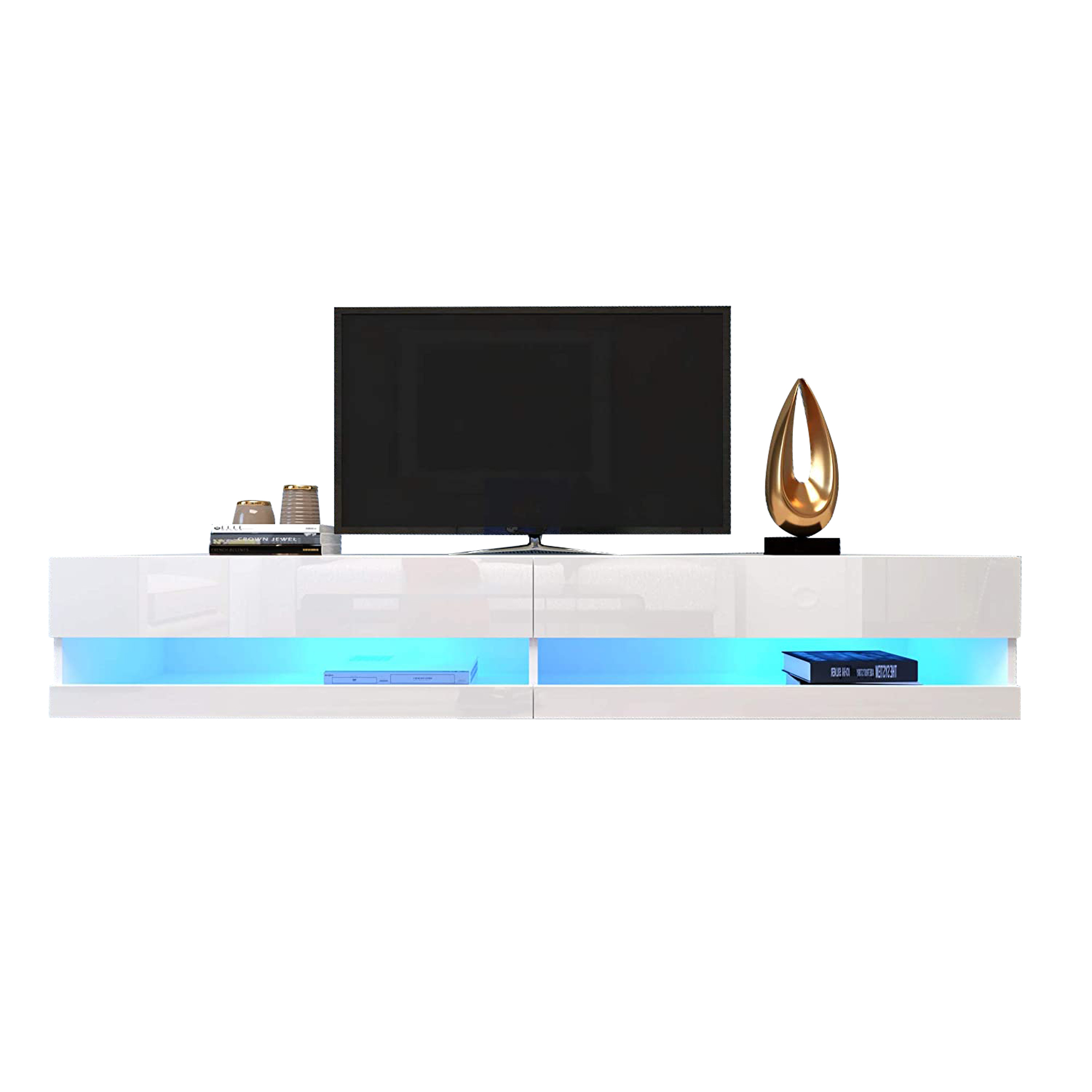 Meuble TV LED blanc suspendu