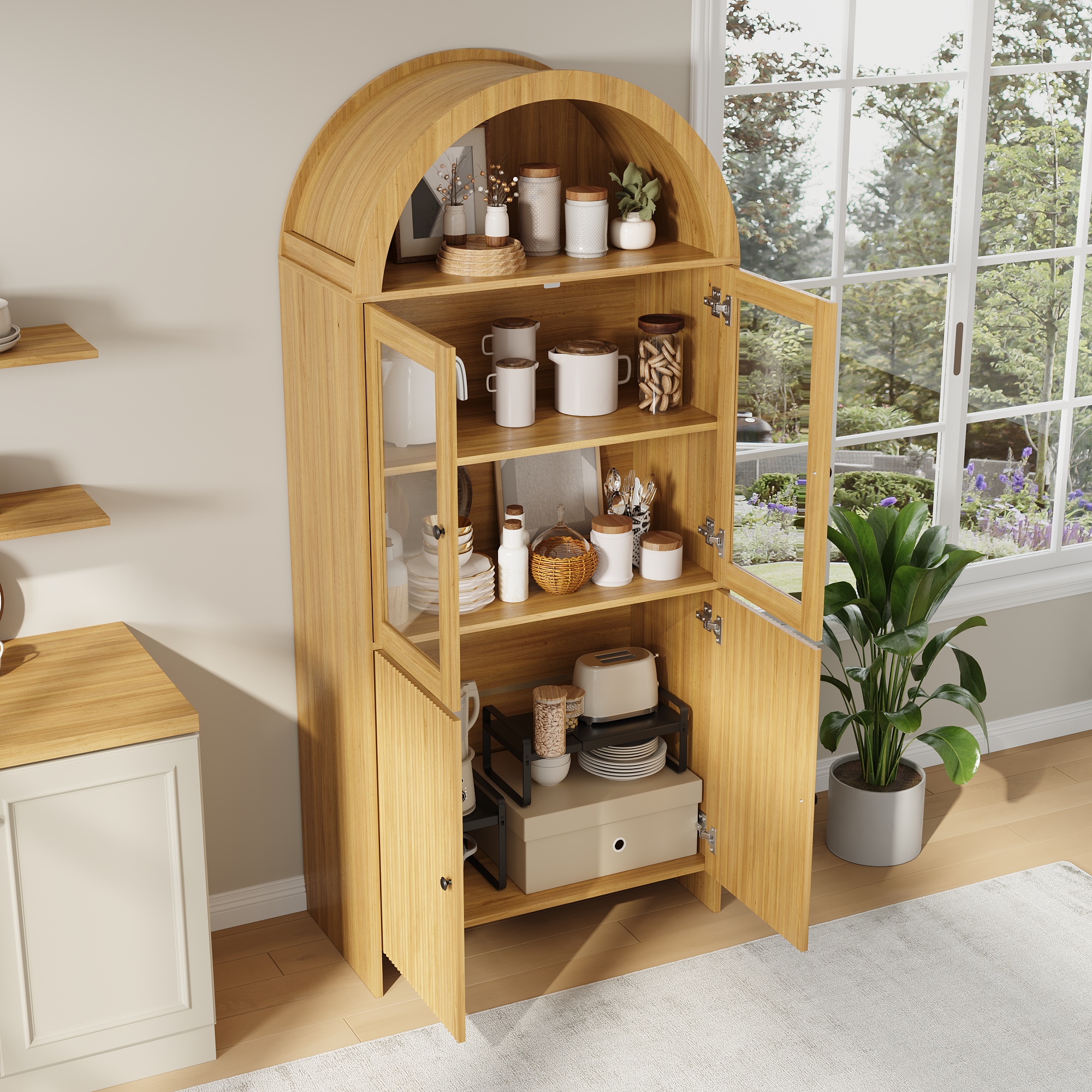 Portes ondulées inférieures et structure stable MDF blanc