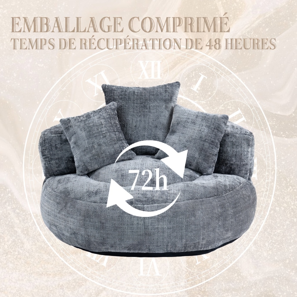 Fauteuil poire LINHOO gris polyvalent