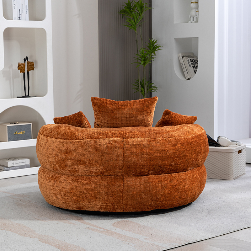 Détail haut dossier et coussins fauteuil poire LINHOO orange