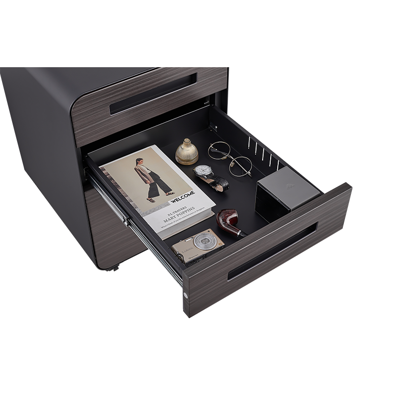 Meuble dossiers mobile 5 roues sous bureau avec freins
