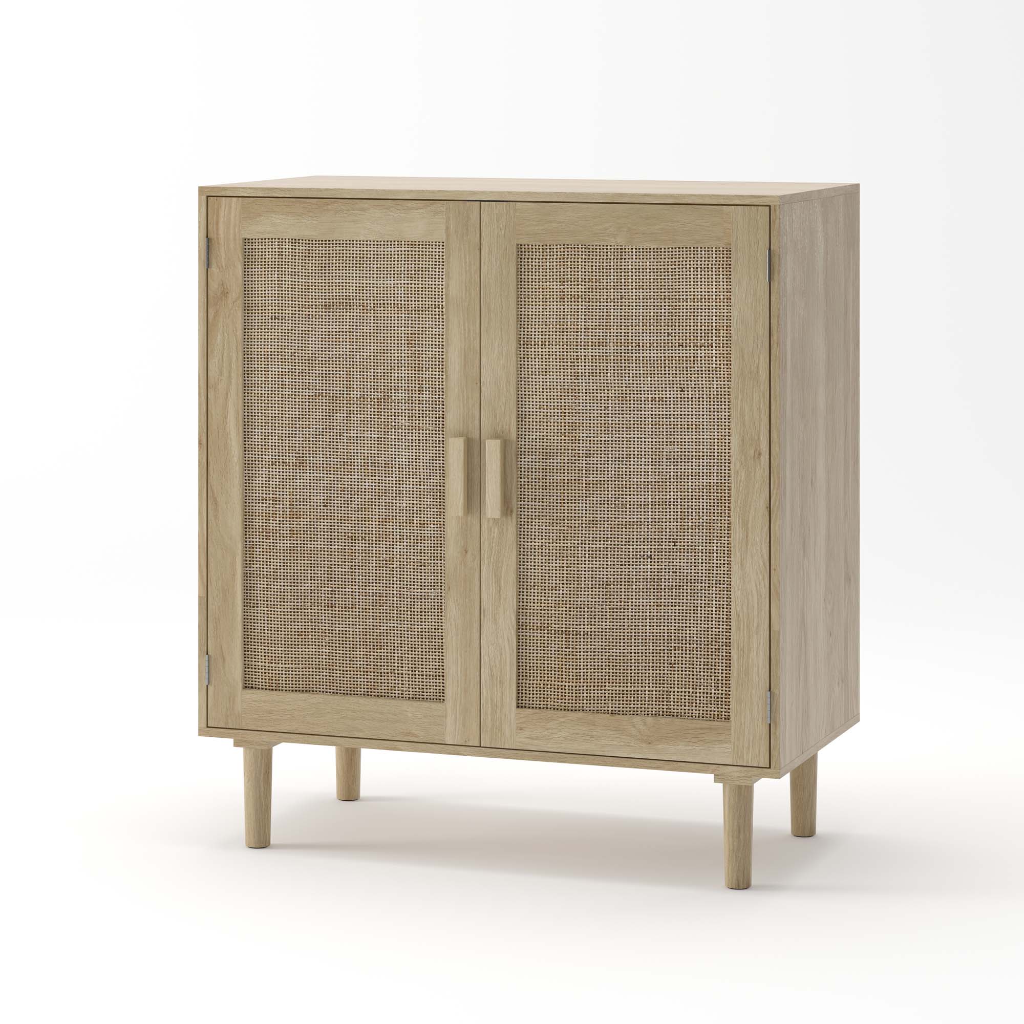 Buffet de rangement naturel avec portes effet cannage rotin