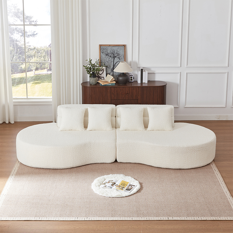 Canapé modulaire 2 pièces chenille courbé assemblé