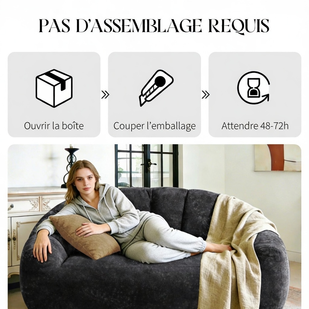 Canapé courbé vue latérale détail dossier ergonomique