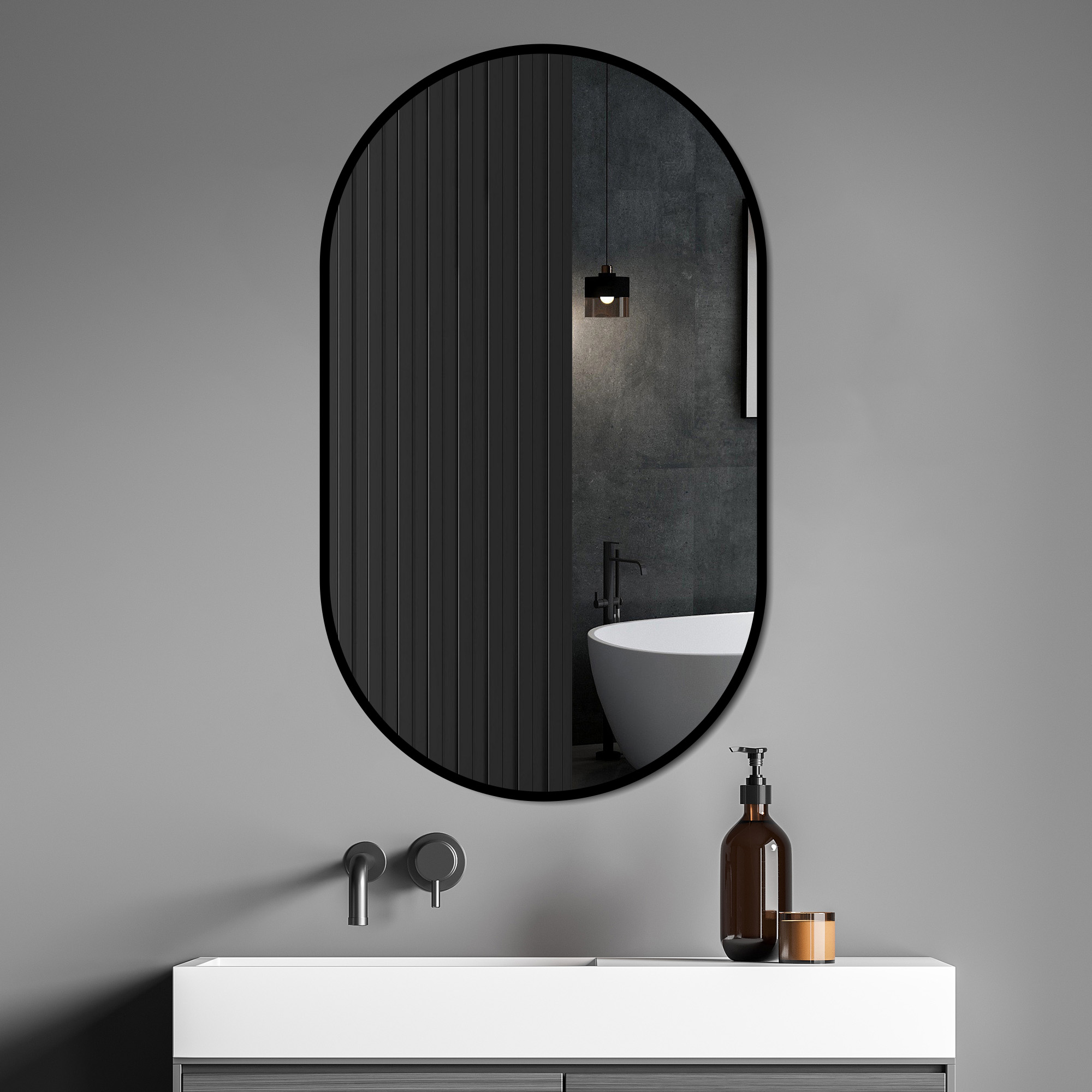 Miroir elliptique suspendu 50x80cm