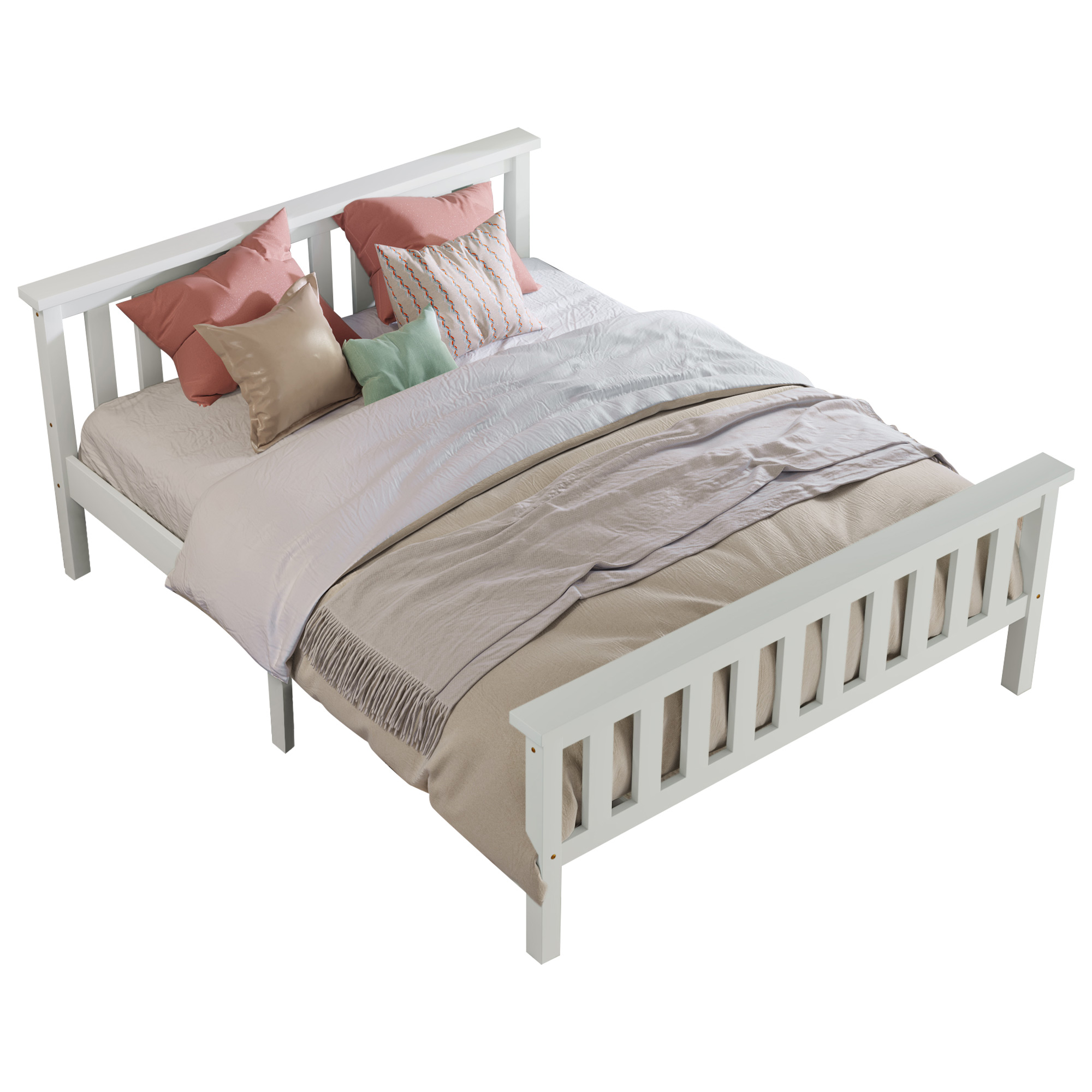 Lit blanc double en chambre minimaliste