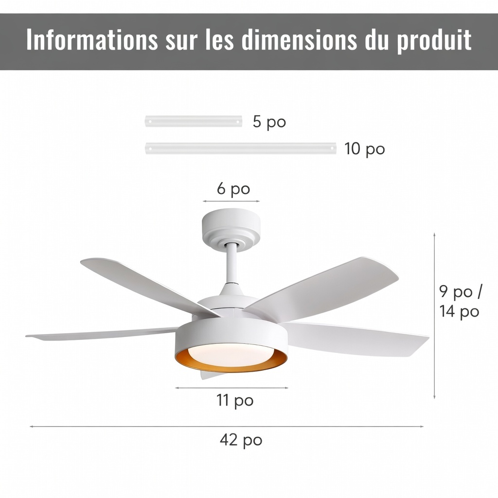 Ventilateur installé en chambre ou salon avec télécommande
