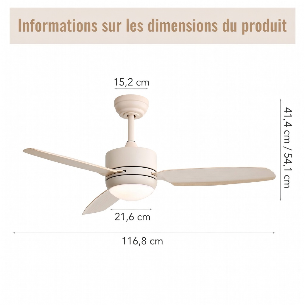 Ventilateur installé en chambre ou salon avec télécommande