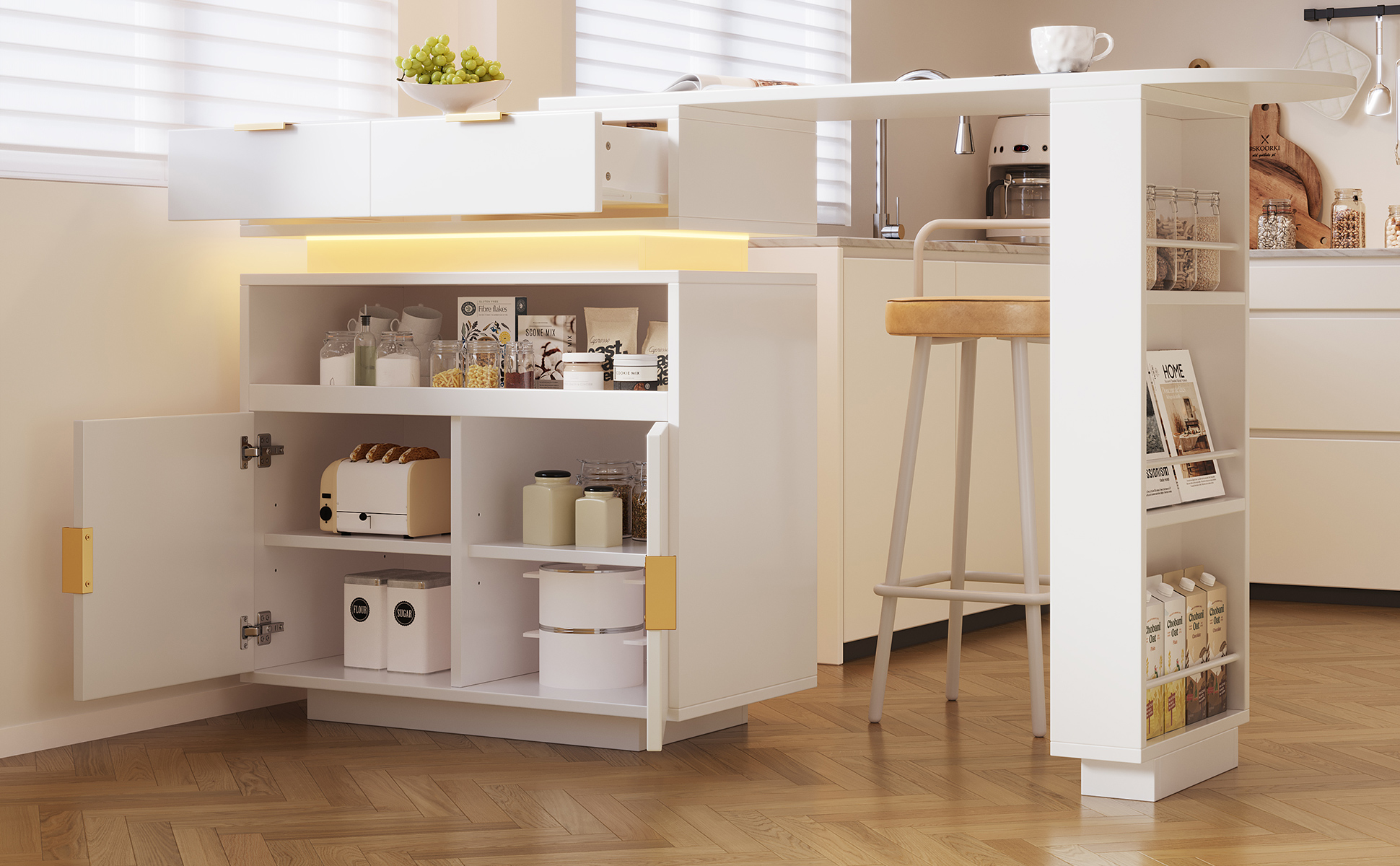 Îlot de cuisine extensible